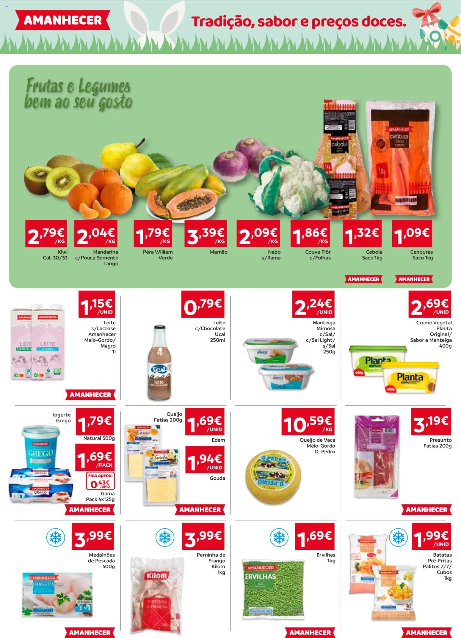 Amanhecer Folheto Madeira │ válido de 19.03.2026 | Página: 2 | Produtos: Frango, Cebola, Manteiga, Presunto