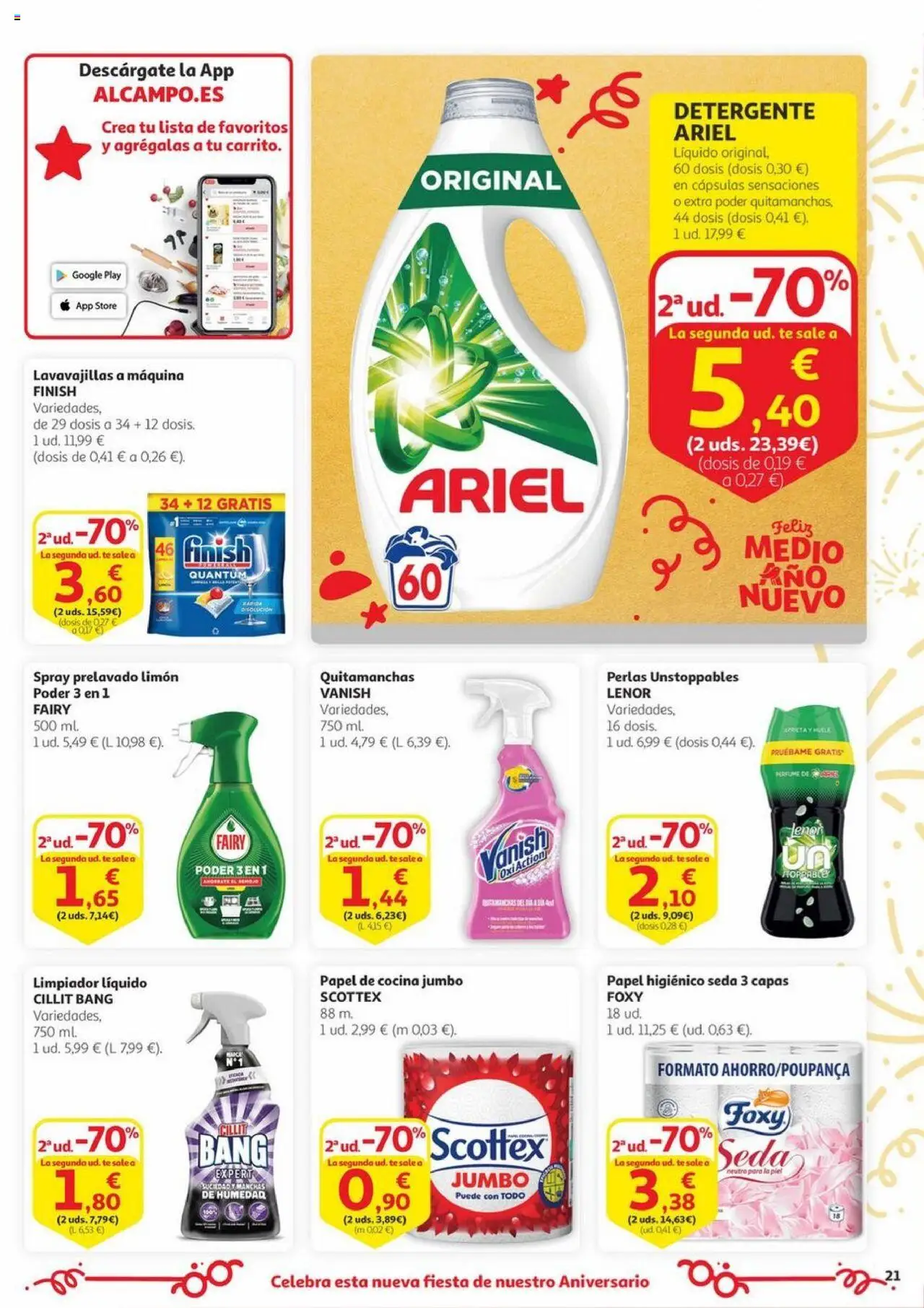Alcampo - Aniversario │ válido desde el 03.06.2025 | Página: 21 | Productos: Detergente, Papel higienico, Té, Lavavajillas