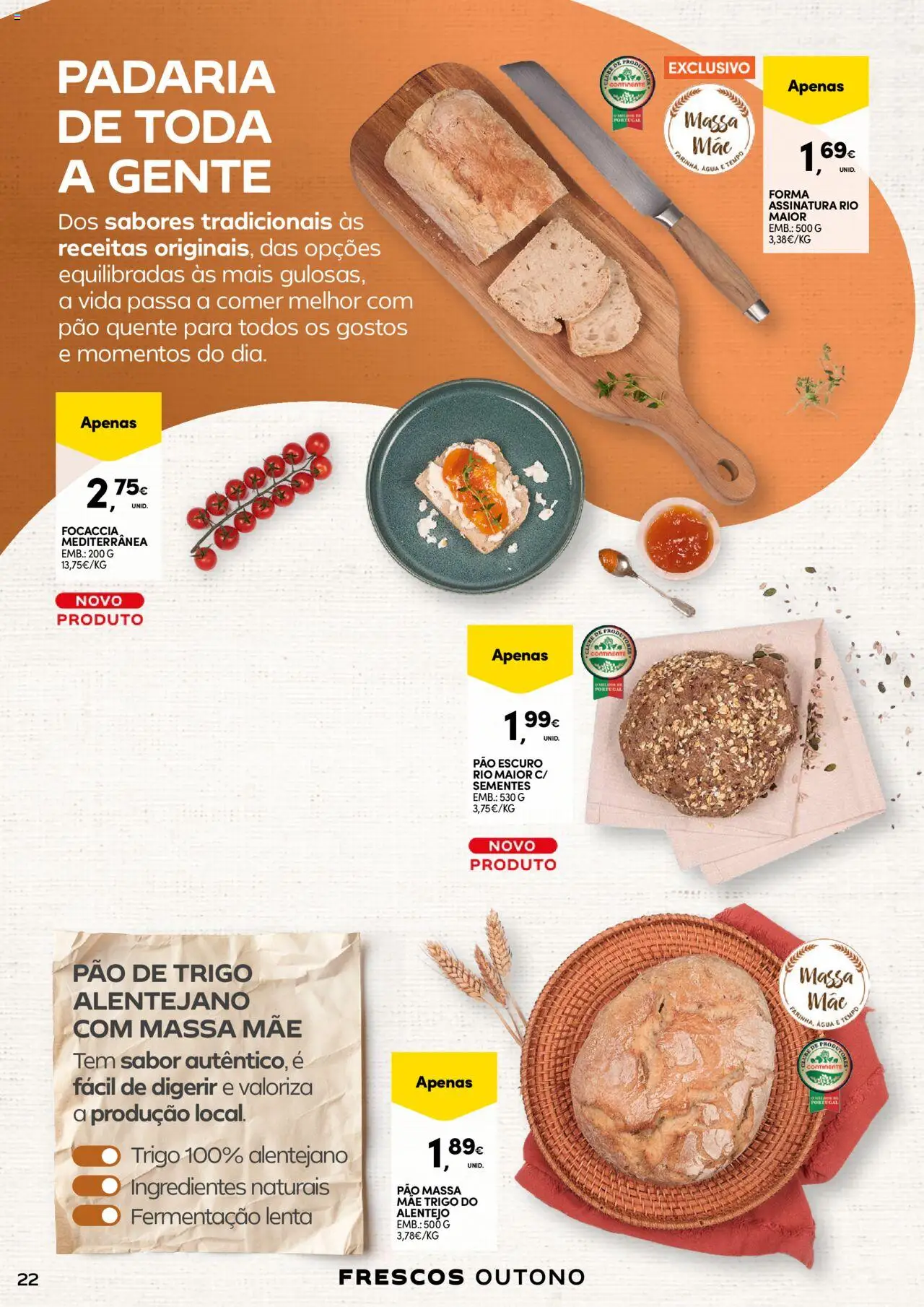 Continente - Frescos: O outono vem cheio de sabor │ válido de 21.10.2025 | Página: 22 | Produtos: Agua, Padaria, Pão, Massa