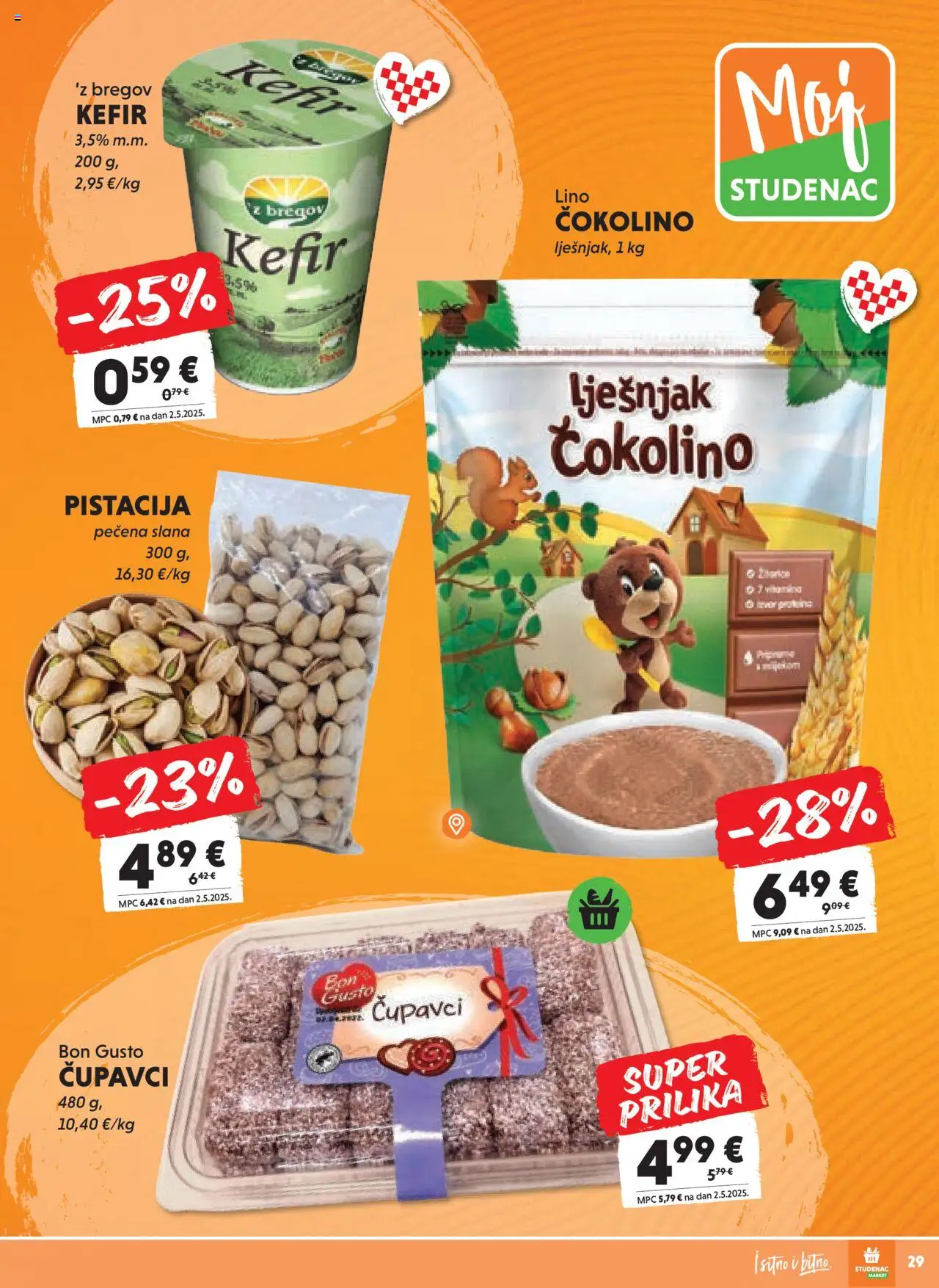 Studenac katalog | vrijedi od 13.08.2025 | Stranica: 29 | Proizvodi: Lješnjak, Kefir, Čokolino