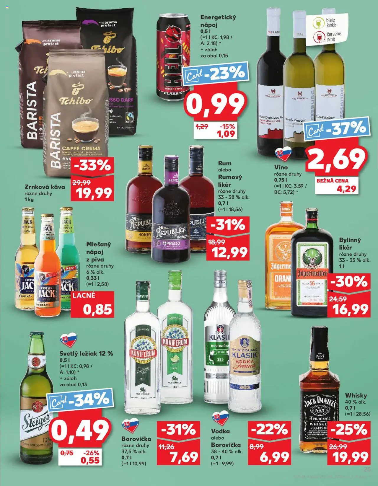 Nové Kaufland akcie – leták je platný od 04.09.2025 | Strana: 25 | Produkty: Barista, Republica, Koniferum, Jack Daniel's