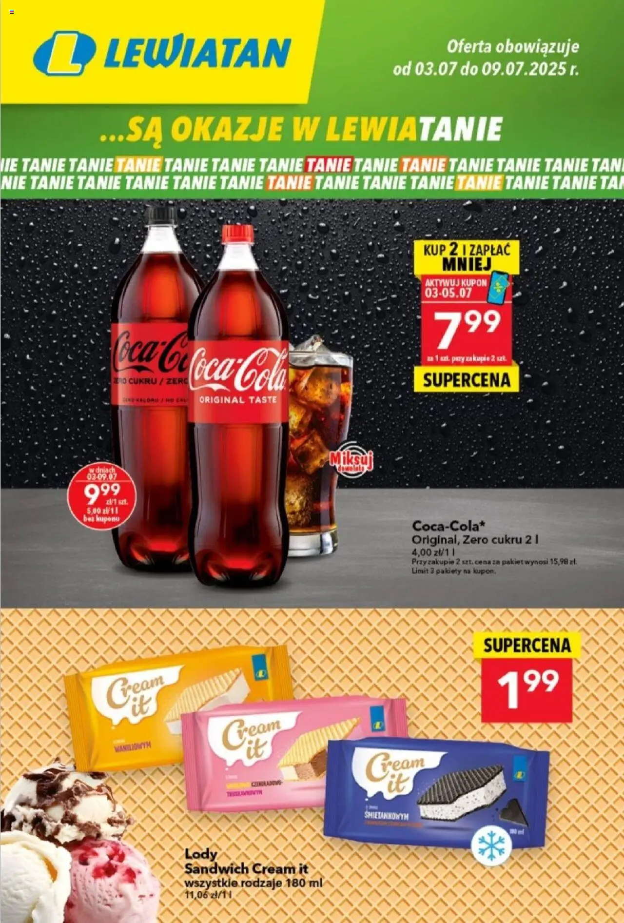 Lewiatan gazetka od 03.07.2025 | Strona: 1 | Produkty: Sandwich, Lody