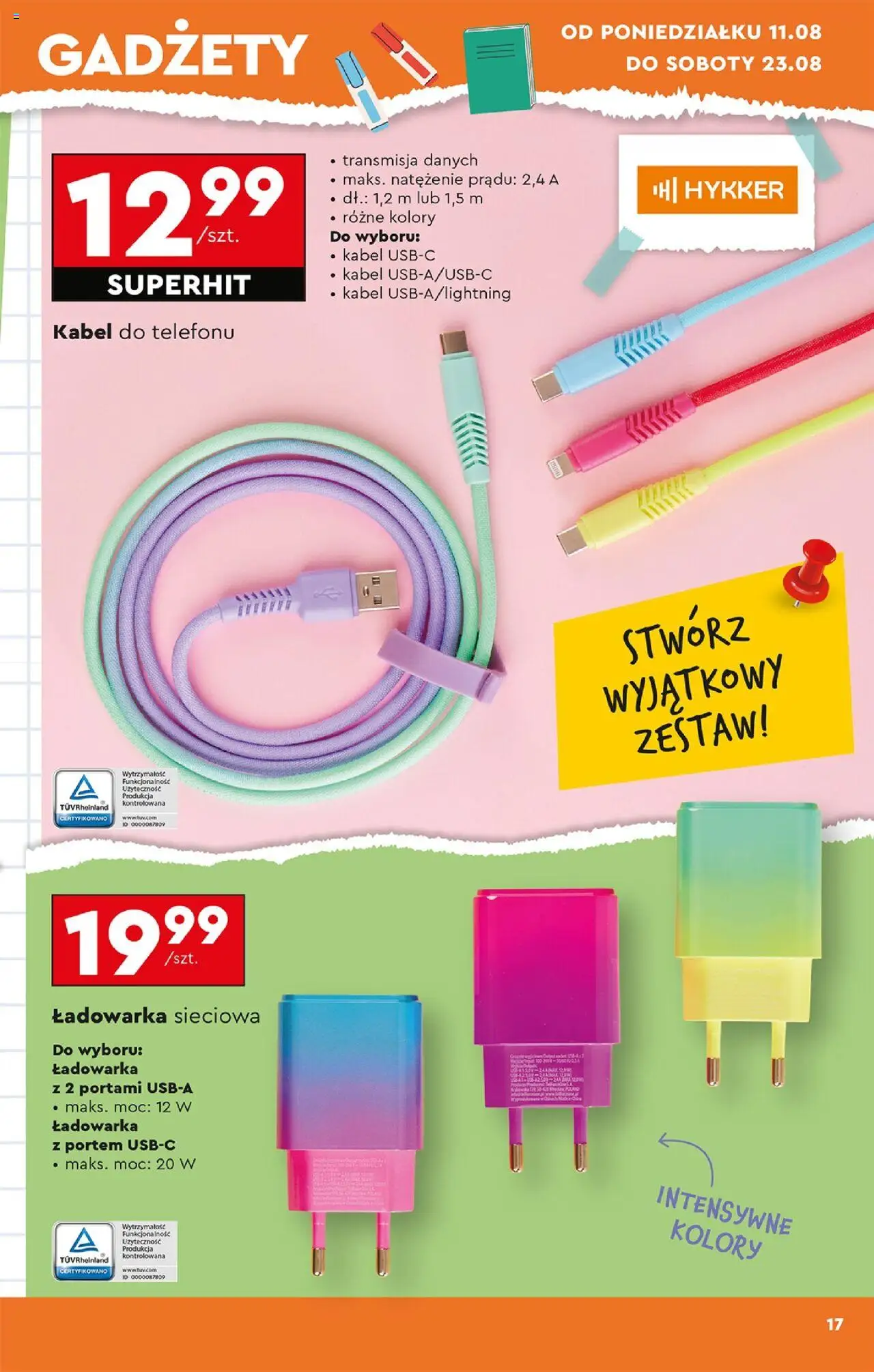 Biedronka gazetka - Hity i inspiracje od 11.08.2025 | Strona: 21 | Produkty: Kabel, Ładowarka