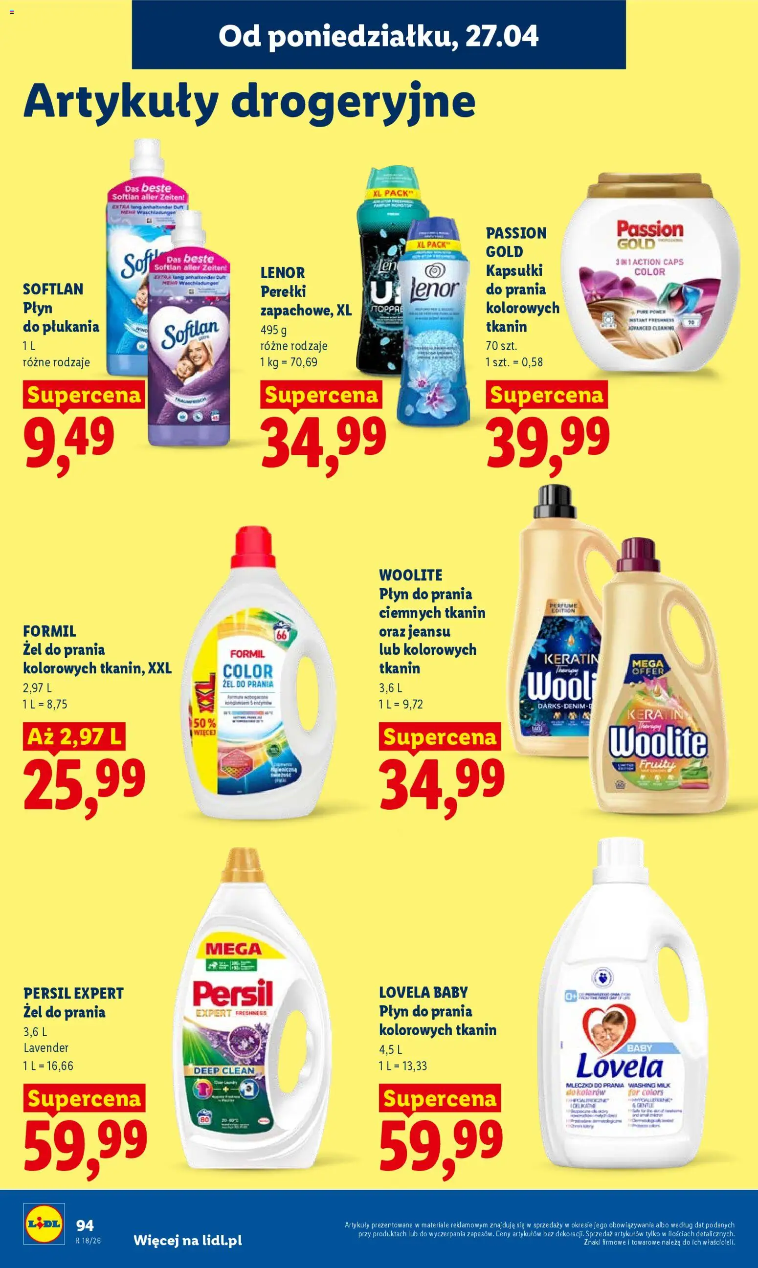 Lidl Polsko leták od 27.04.2026 | Strana: 94 | Produkty: Lenor, Woolite, Lovela, Persil