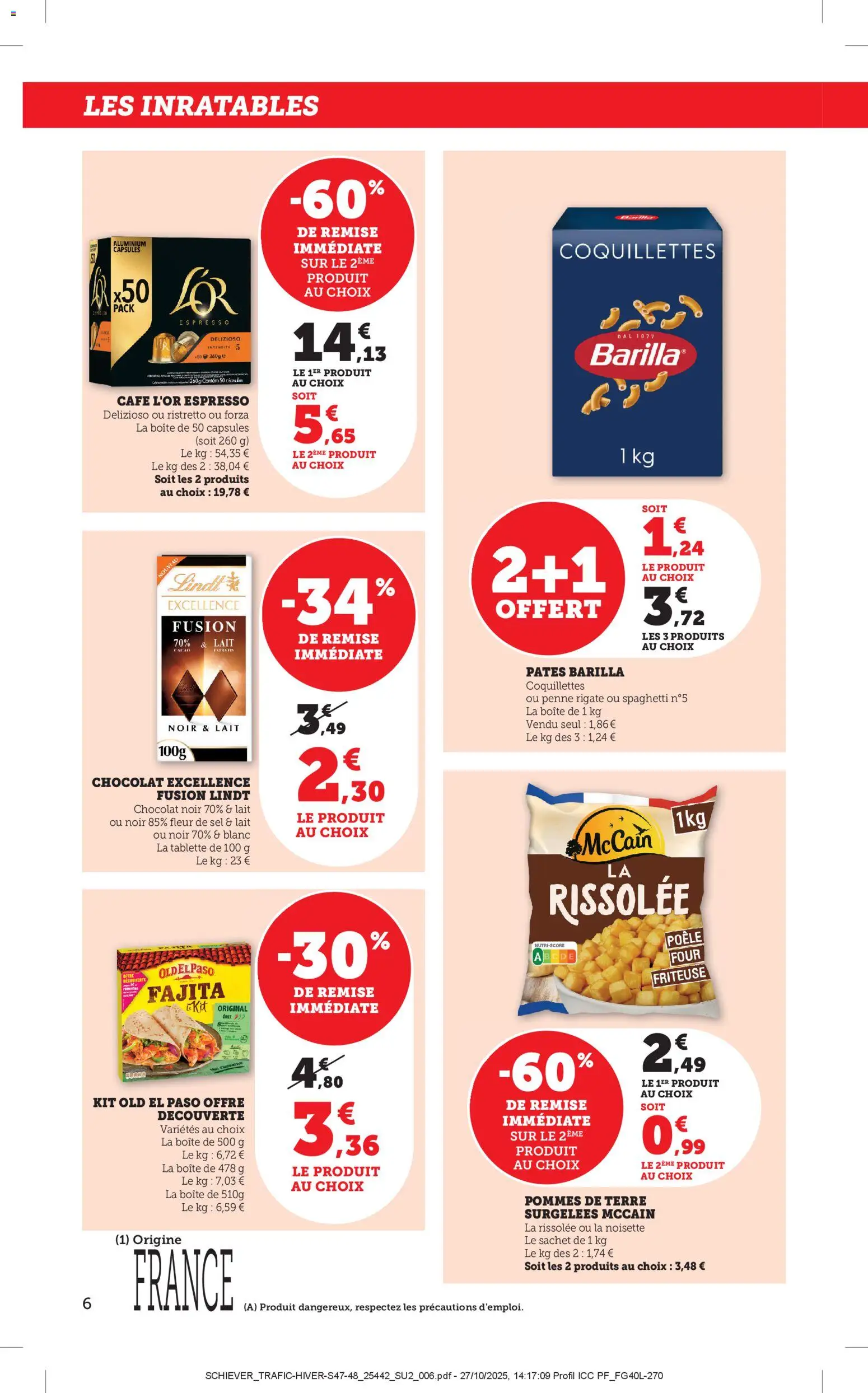 {H1} | Page: 6 | Produits: Four, Friteuse, Café, Chocolat