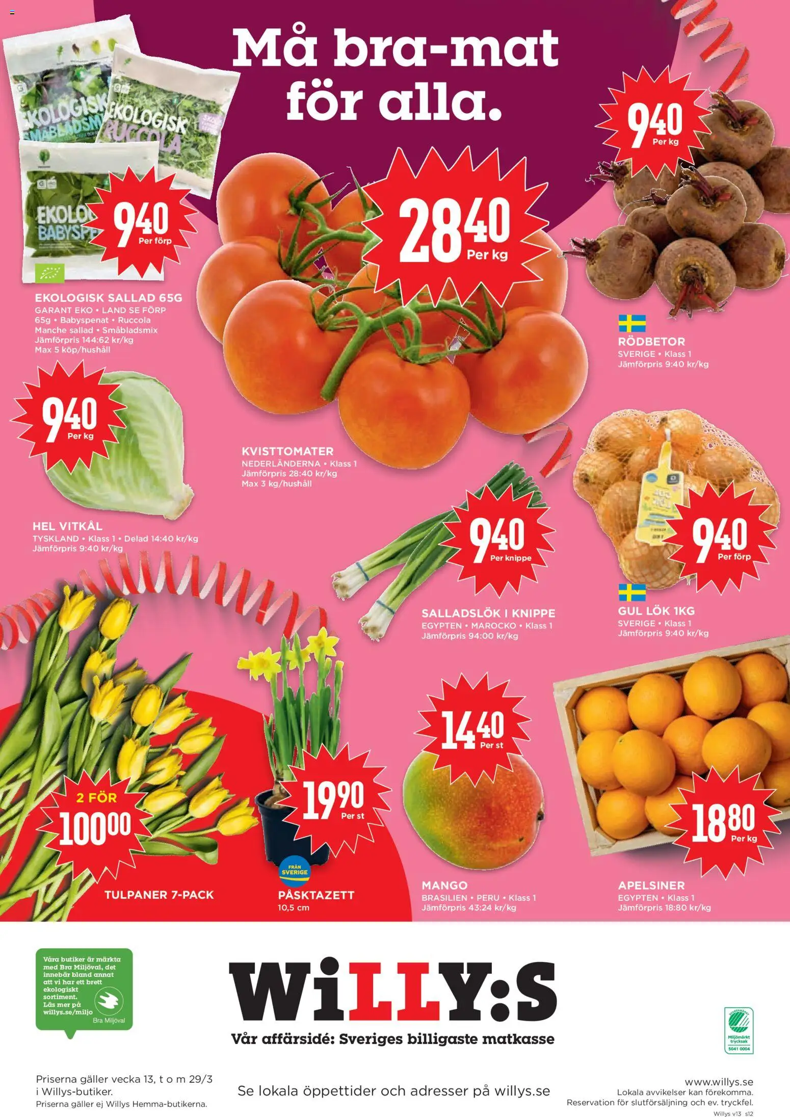 Willys reklamblad aktuell från 23.03.2026 | Sida: 12 | Produkter: Apelsiner, Salladslök, Sallad, Ruccola