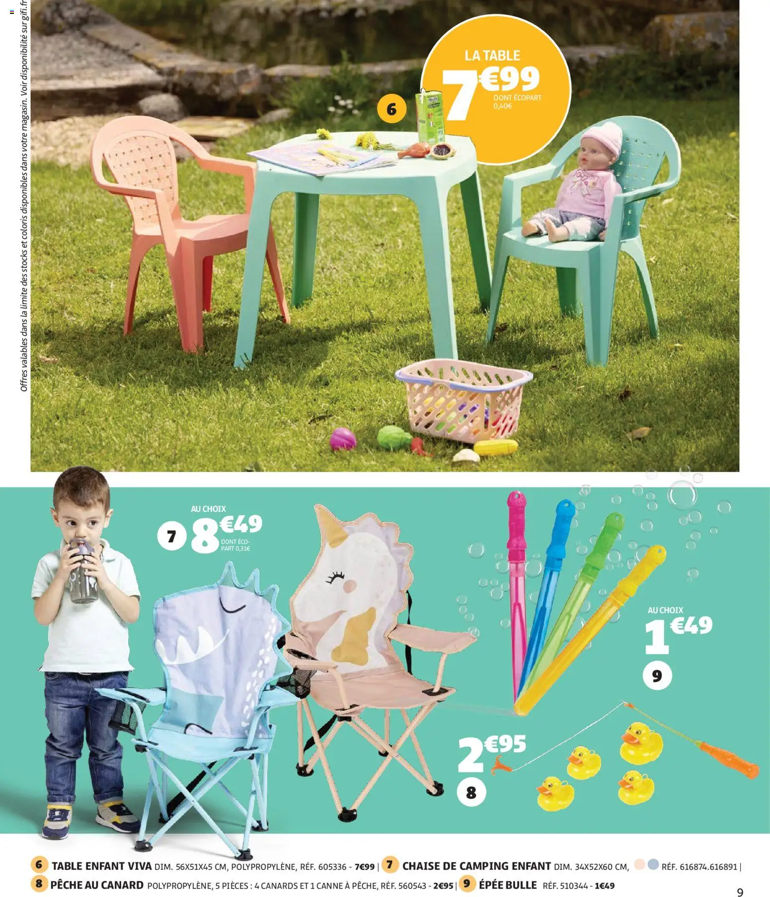 {H1} | Page: 9 | Produits: Pêche, Table, Chaise, Chaise de camping