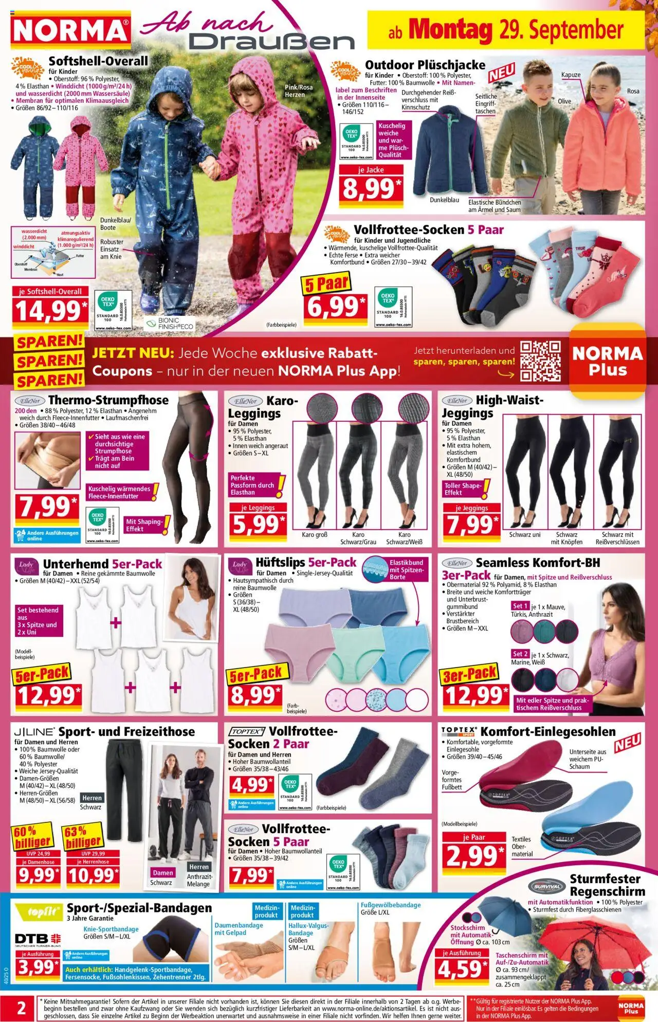 Norma Prospekt 	 – gültig ab 29.09.2025 | Seite: 3 | Produkte: Unterhemd, Socken, Regenschirm, Strumpfhose
