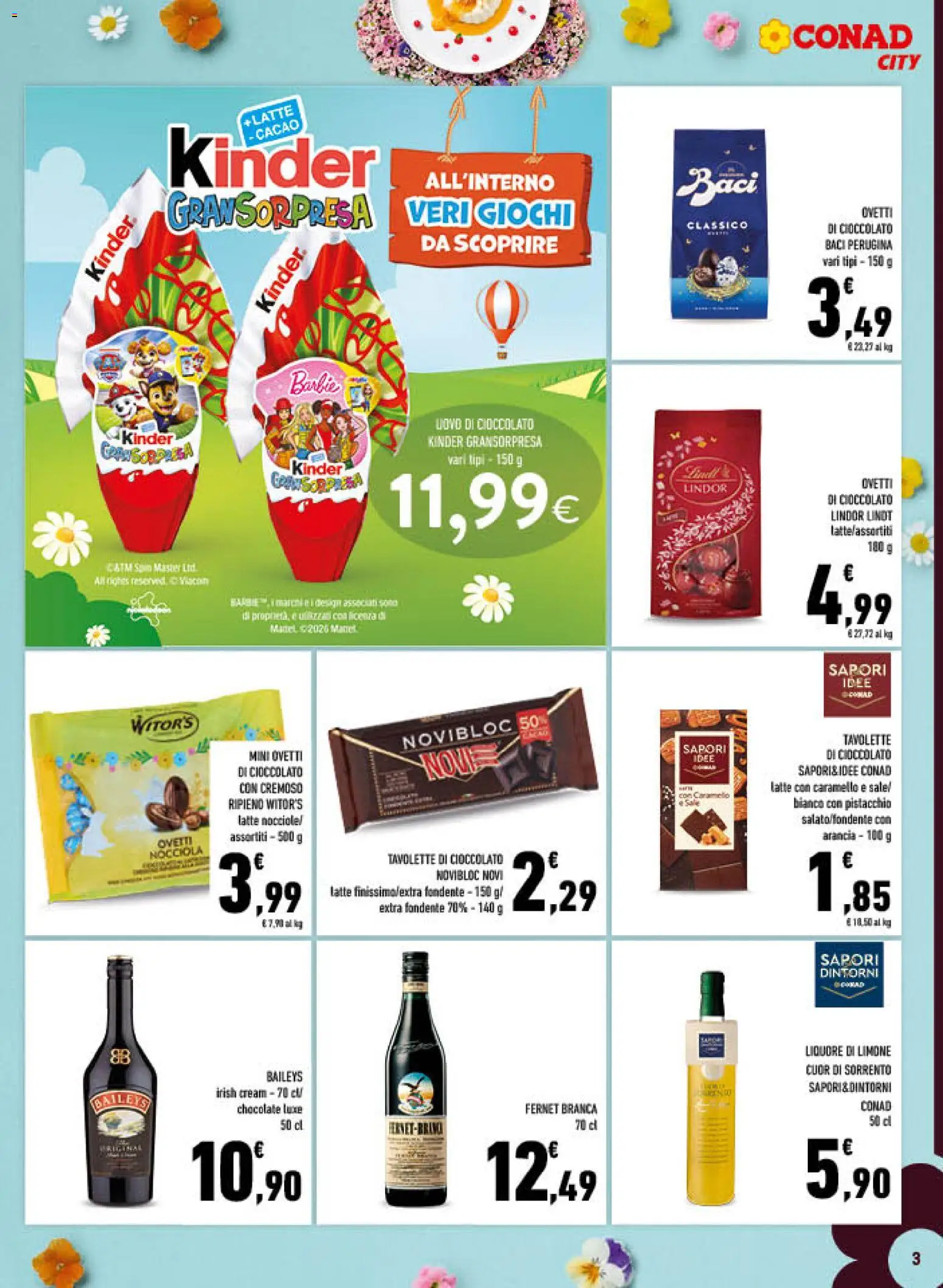 Volantino Conad del 25.03.2026 | Pagina: 3 | Prodotti: Latte, Arancia, Cacao, Liquore
