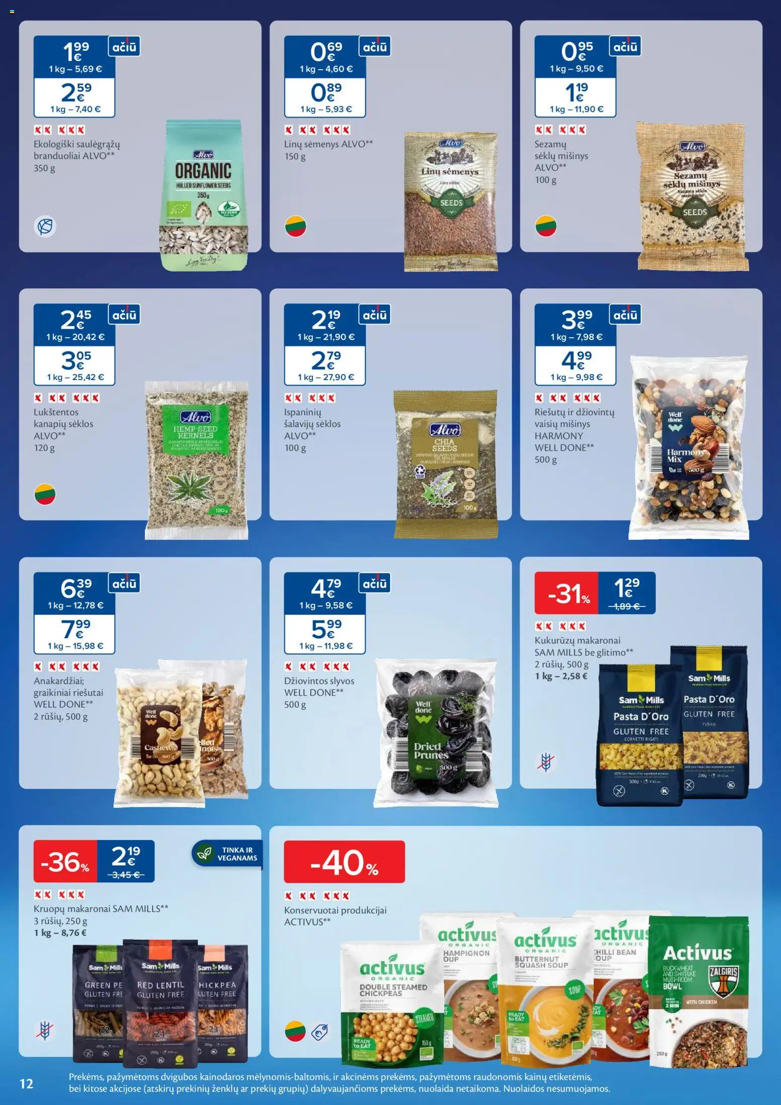 MAXIMA akcijos nuo 06.01.2026 | Puslapis: 12 | Prekių: Riešutai, Sėklos, Makaronai