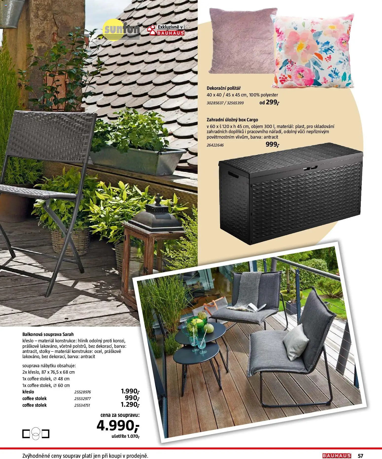 Bauhaus katalog Záhradní nábytek od 08.04.2026 | Strana: 57 | Produkty: Úložný box, Polštář, Křeslo, Stolek