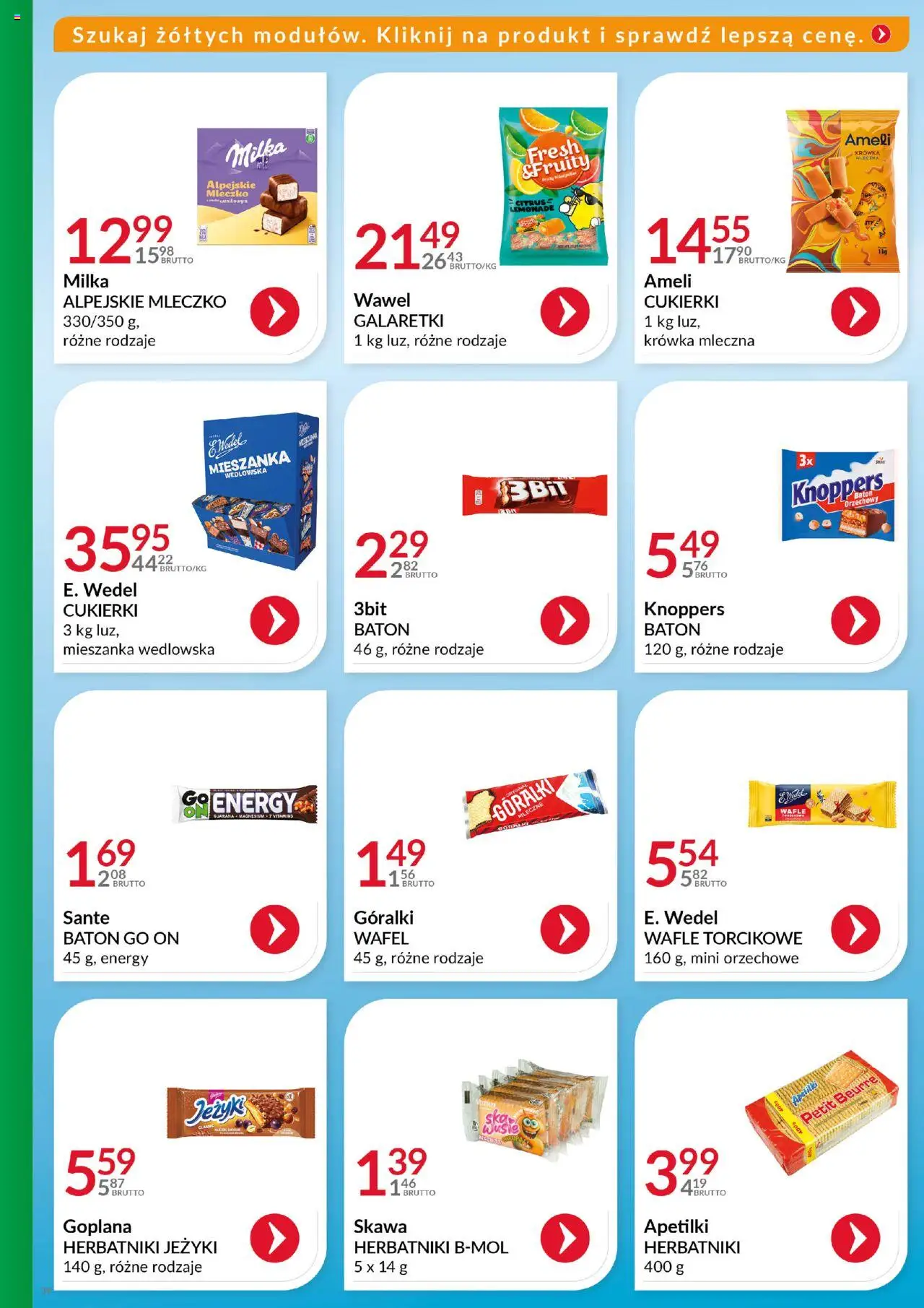 Eurocash Gazetka - Katalog Artykułów Spożywczych od 21.09.2025 | Strona: 39 | Produkty: Knoppers, Wafle, Milka, Baton