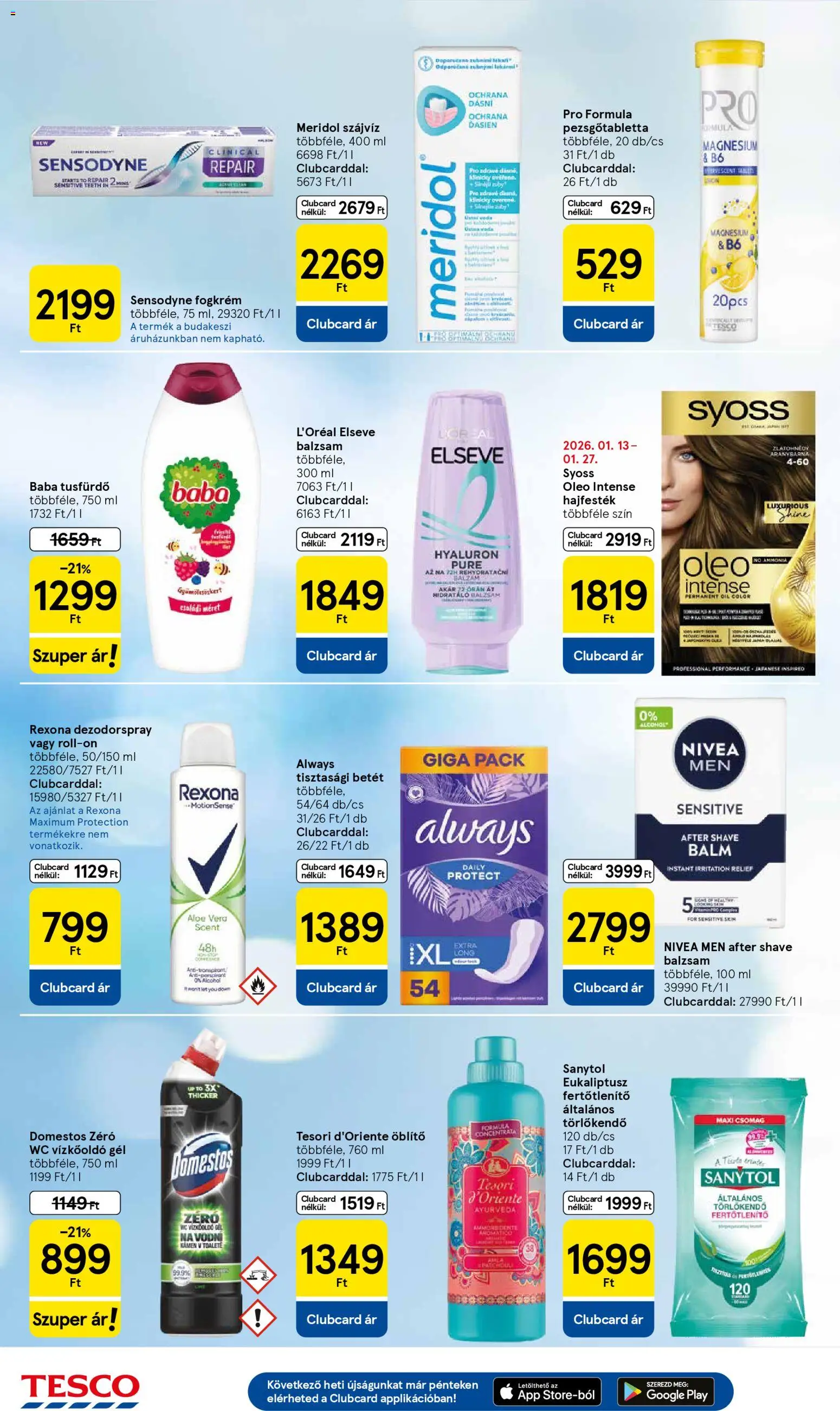 Tesco akciós ujság - amely érvényes a következő dátumtól: 15.01.2026 | Oldal: 10 | Termékek: Törlőkendő, Aloe vera, Bor, Fogkrém