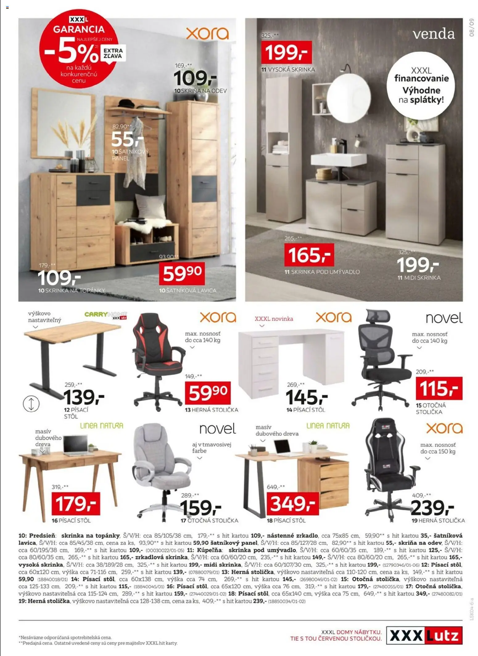 Nové XXXLutz akcie – leták je platný od 06.04.2026 | Strana: 9 | Produkty: Skriňa, Herná stolička, Kúpelňa, Skrinka pod umývadlo