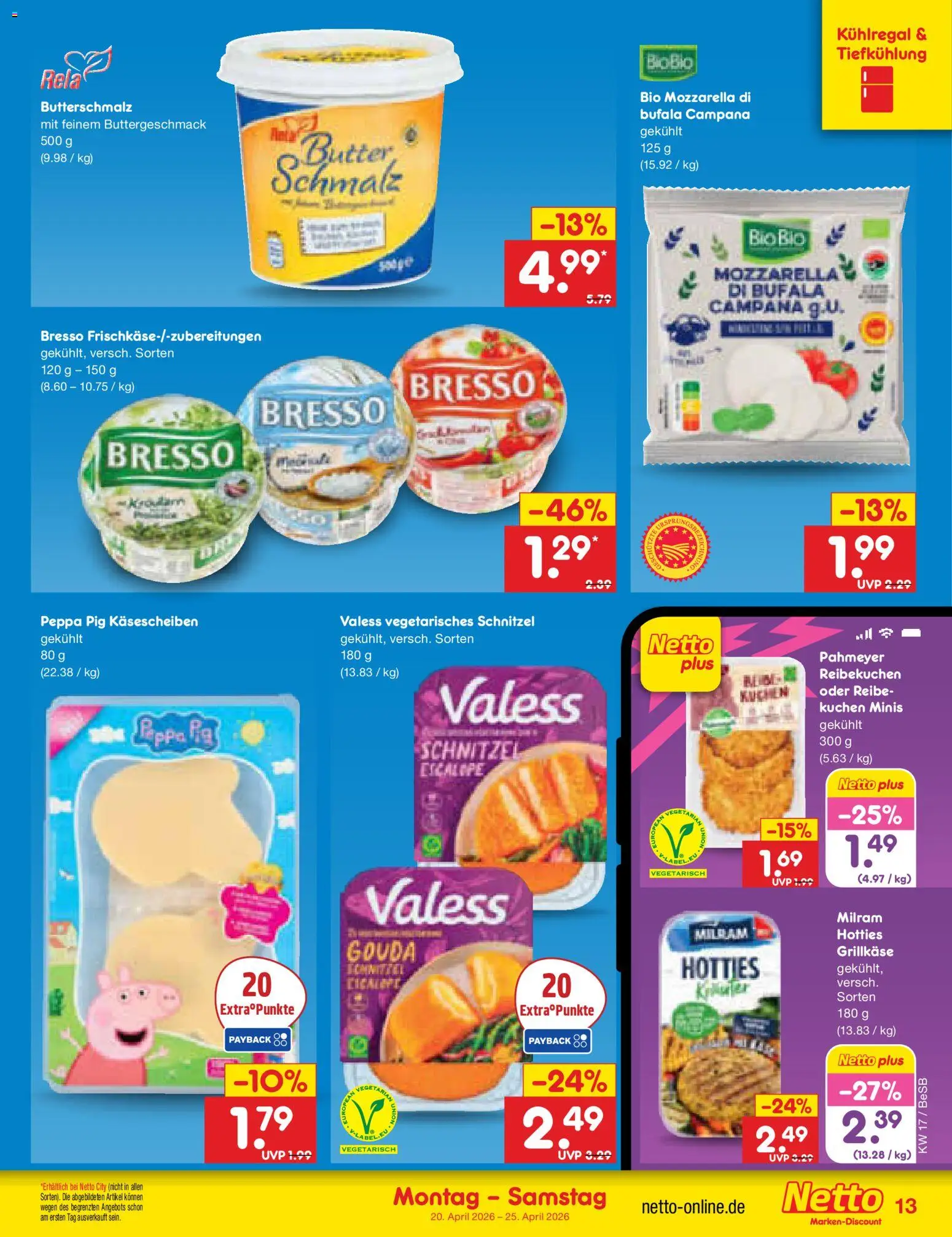 Netto Marken-Discount Prospekt 	 – gültig ab 20.04.2026 | Seite: 15 | Produkte: Butterschmalz, Gouda, Milram, Kuchen