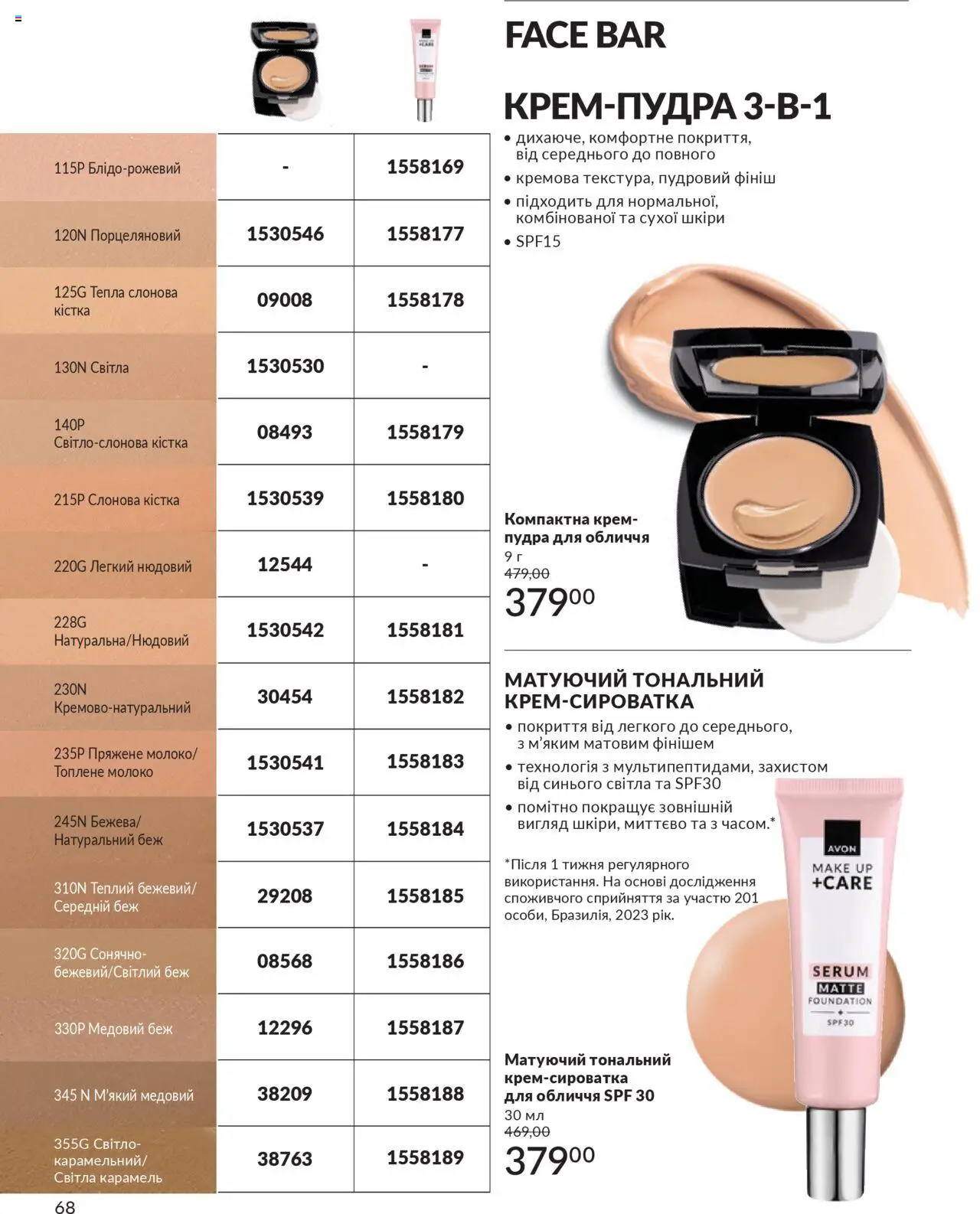 AVON Kаталог - дійснийкції з 01.10.2025 | Сторінка: 68 | Товари: Пудра, Крем, Молоко