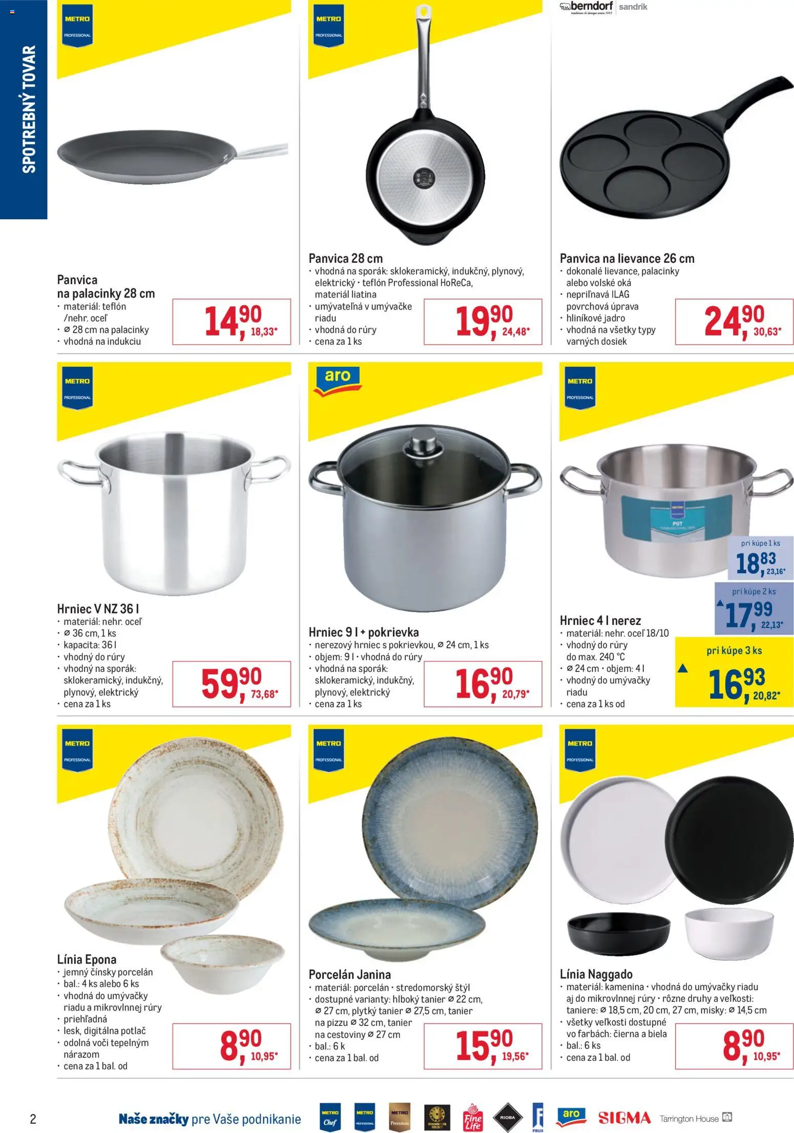 Nové Metro akcie – leták je platný od 14.01.2026 | Strana: 2 | Produkty: Cestoviny, Taniere, Panvica, Sporák