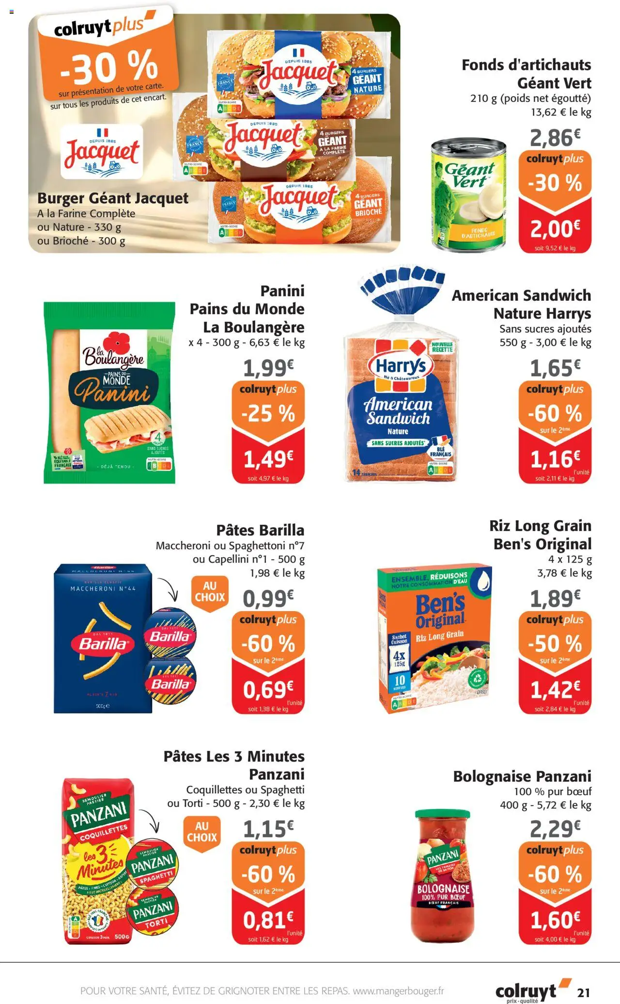  | Page: 21 | Produits: Spaghetti, Poids, Sandwich, Riz