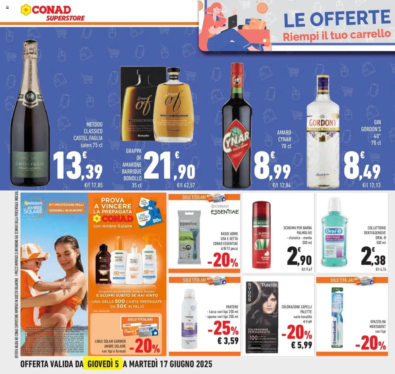 Volantino Conad del 04.06.2025 | Pagina: 42 | Prodotti: Lacca, Colorazione capelli, Gin, Carrello