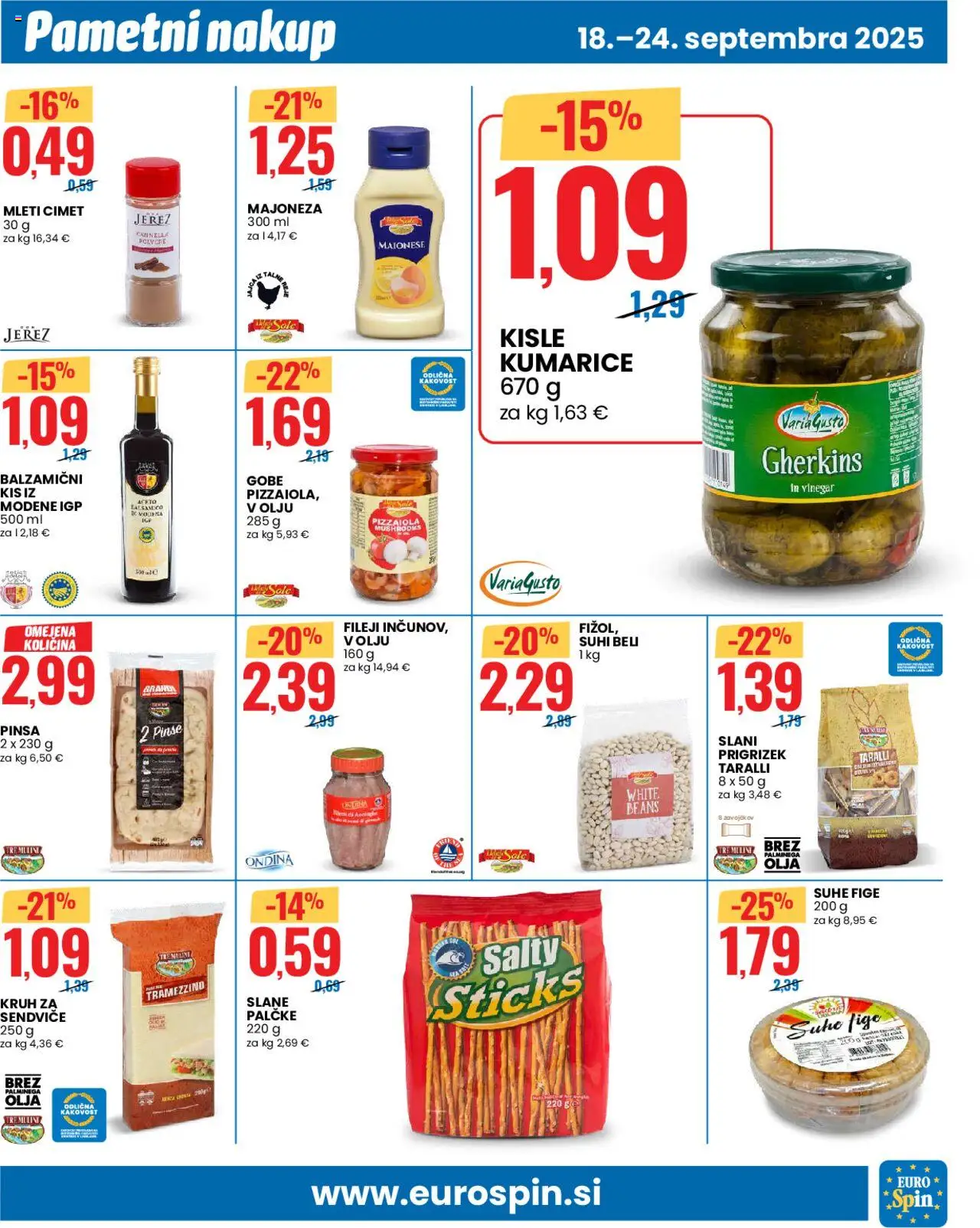 Novi Eurospin katalog ponudbe – veljaven od 18.09.2025 | Stran: 7 | Izdelki: Suhe fige, Kruh, Kumarice, Majoneza