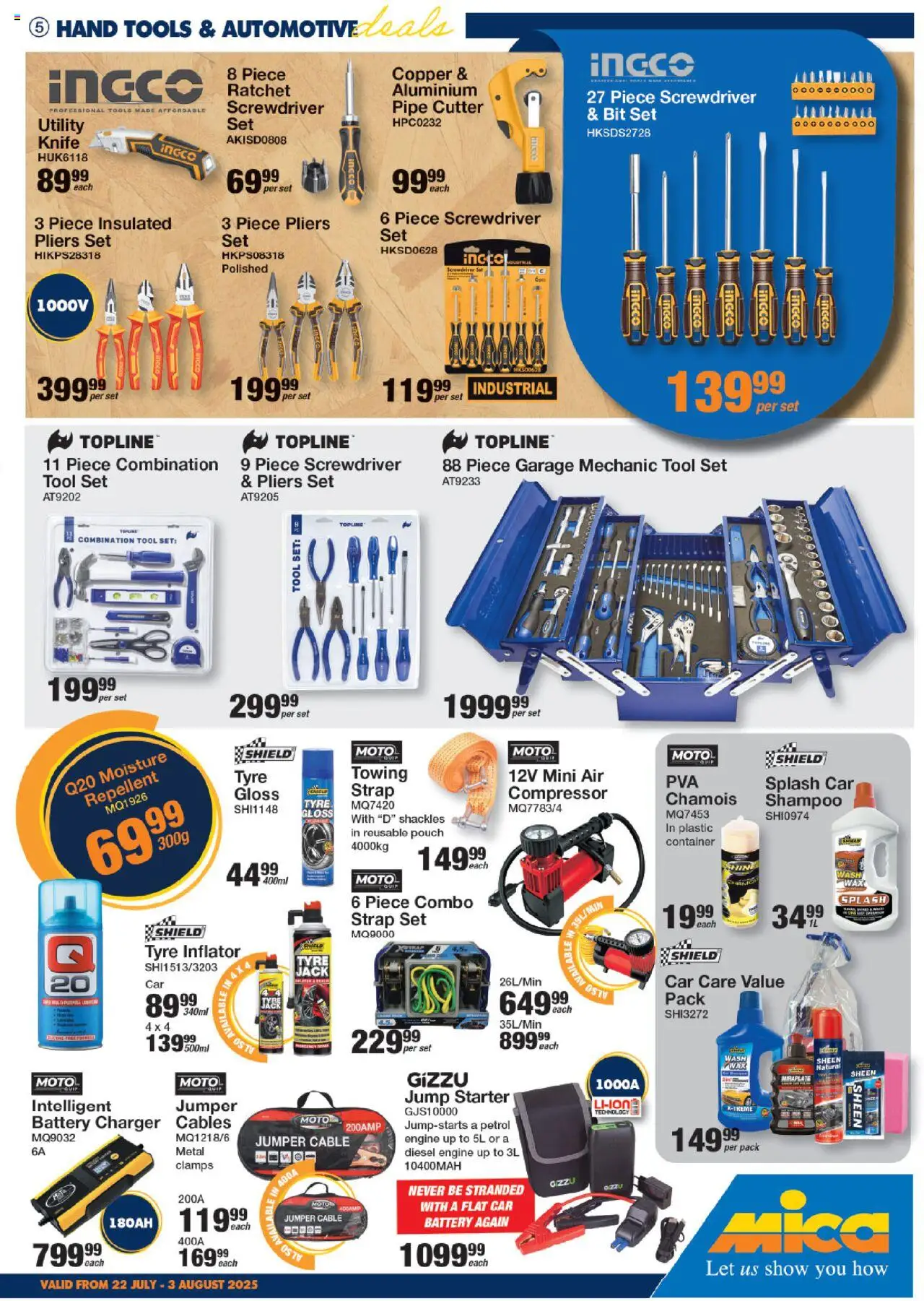 MICA National Leaflet │ valid from 22.07.2025 | Page: 5 | Products: Cable, Compressor, Charger, Shampoo