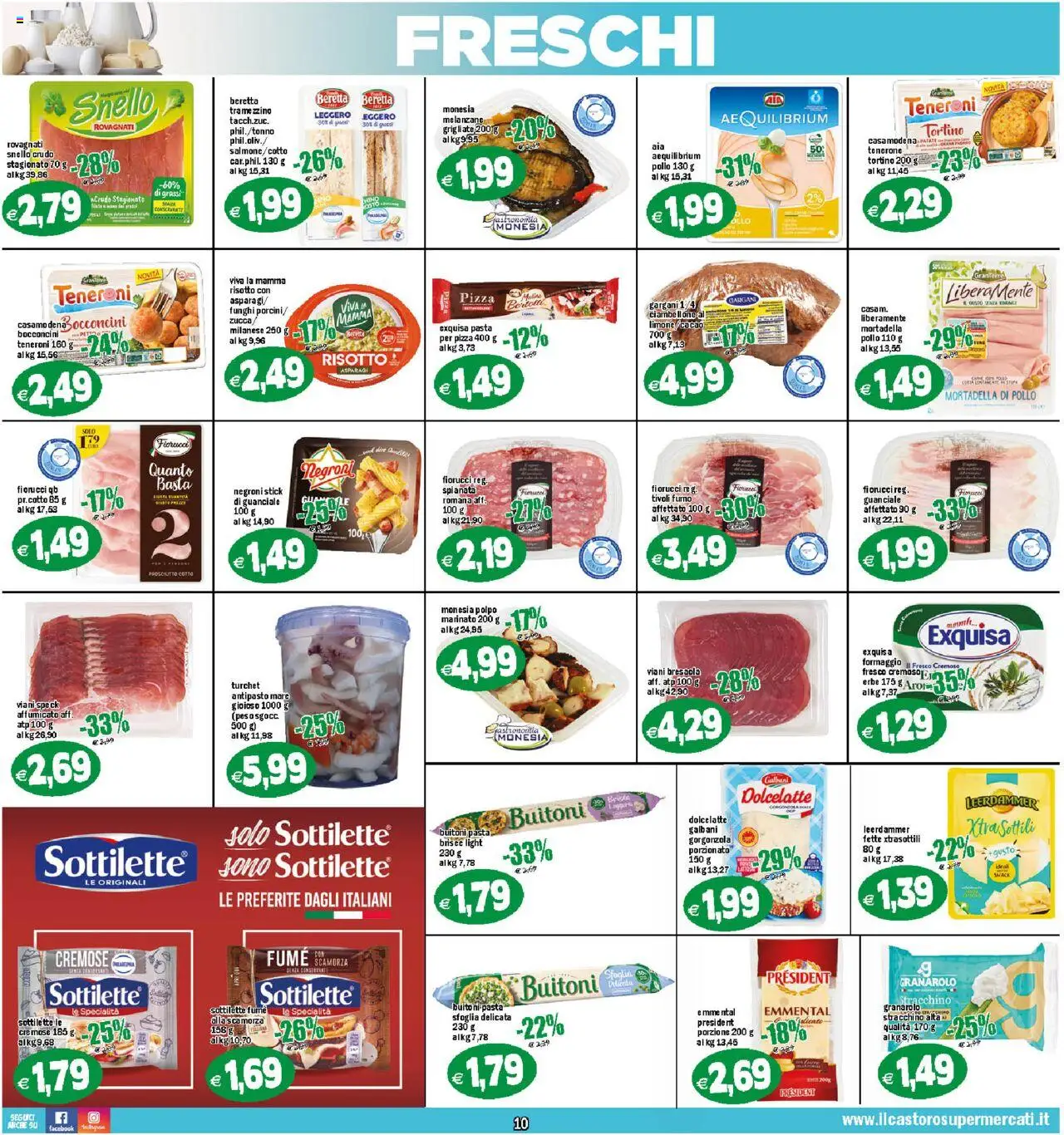 Volantino Il Castoro del 18.08.2025 | Pagina: 10 | Prodotti: Speck, Pizza, Prosciutto, Stracchino