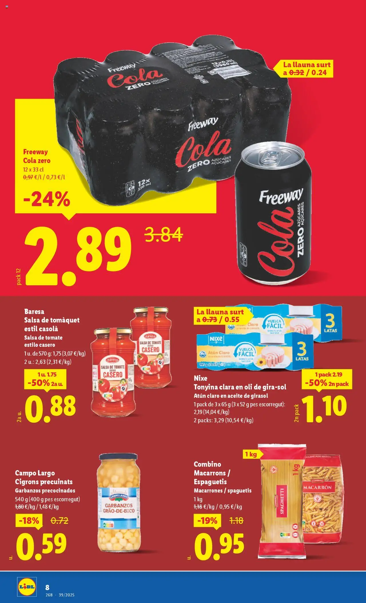Lidl - Manresa │ válido desde el 26.09.2025 | Página: 8 | Productos: Aceite, Salsa de tomate, Aceite de girasol, Atún claro