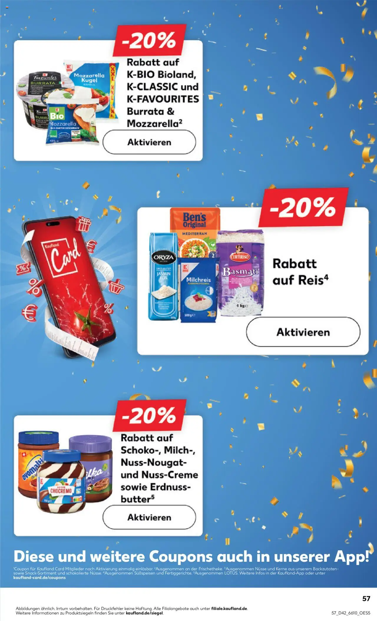 Kaufland prospekt Bremen	 – gültig ab 16.10.2025 | Seite: 57 | Produkte: Mozzarella, Burrata, Reis, Nüsse