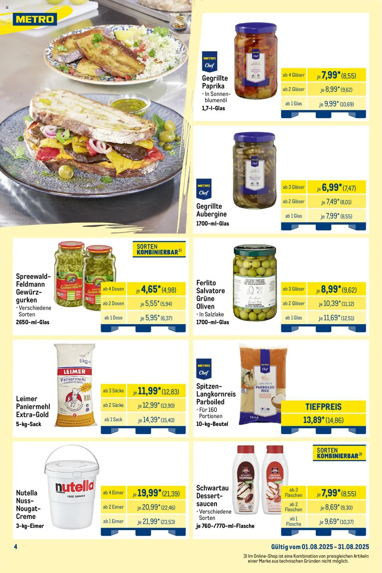 Metro Monats-Menü - gültig ab dem 01.08.2025 | Seite: 4 | Produkte: Creme, Nutella, Aubergine, Gurken
