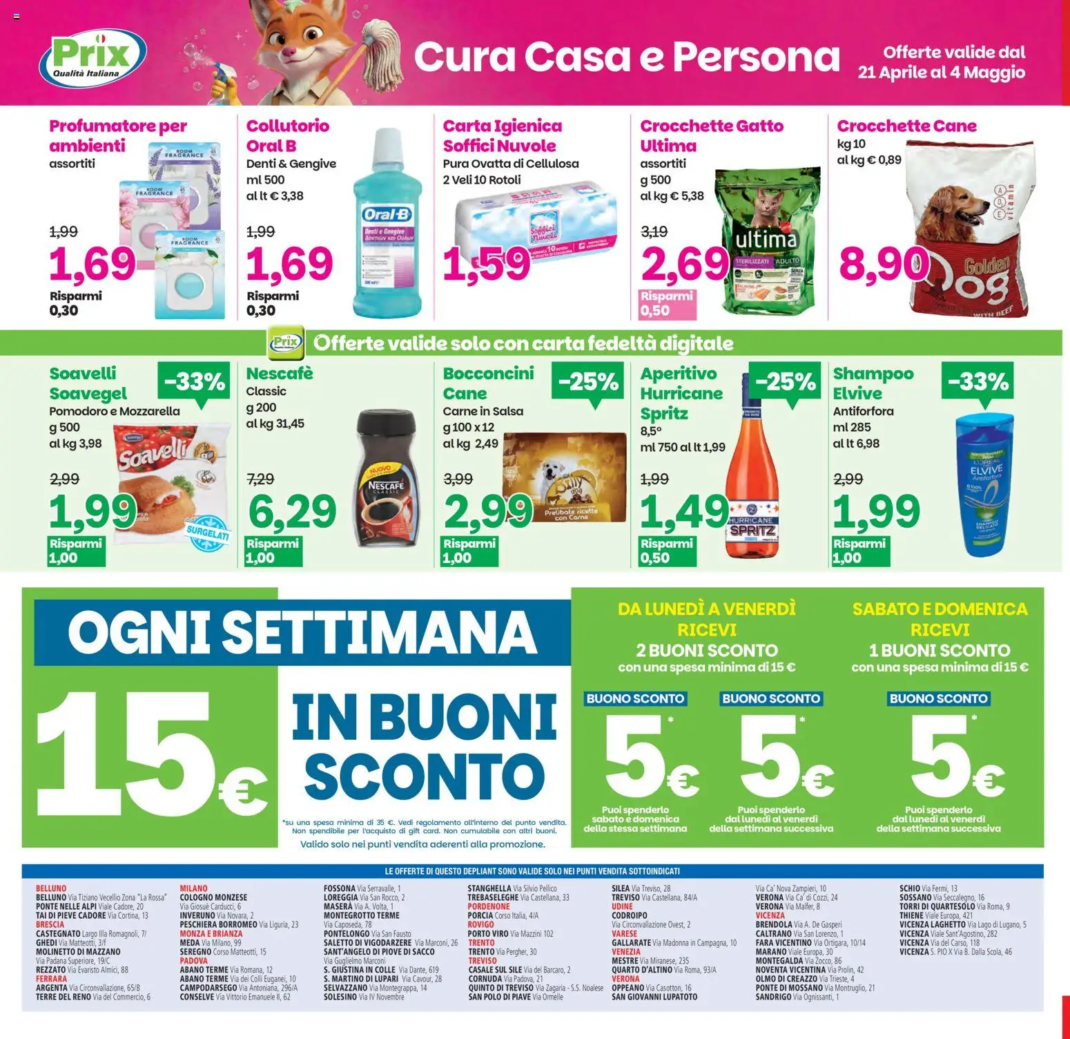 Volantino Prix del 21.04.2026 | Pagina: 23 | Prodotti: Carta igienica, Polo, Crocchette cane, Aperitivo