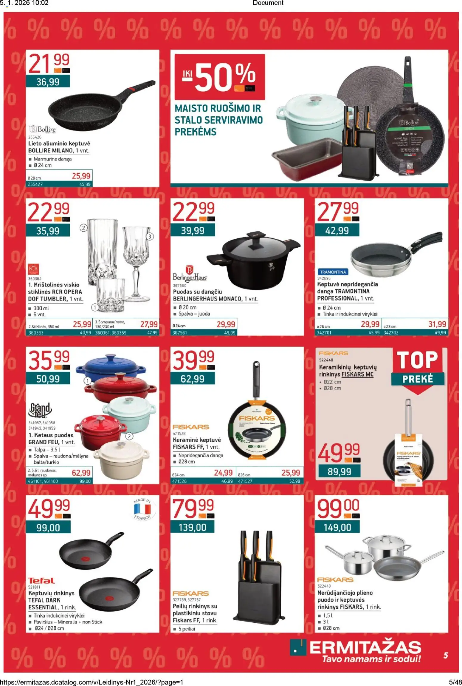 ERMITAŽAS akcijos nuo 05.01.2026 | Puslapis: 5 | Prekių: Keptuvė, Puodas