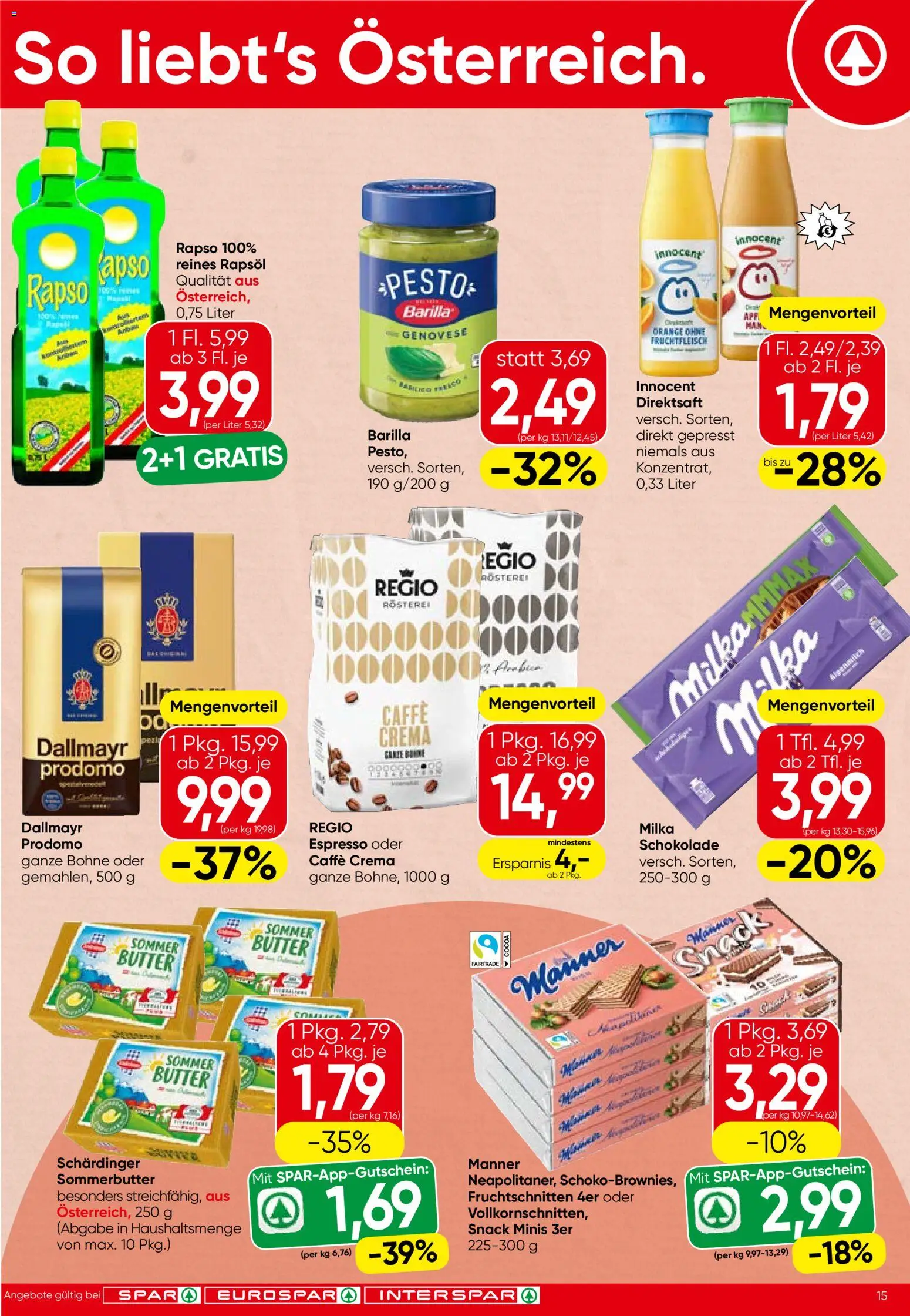 Spar Flugblatt - Tirol gültig ab 26.02.2026 | Seite: 15 | Produkte: Butter, Schokolade