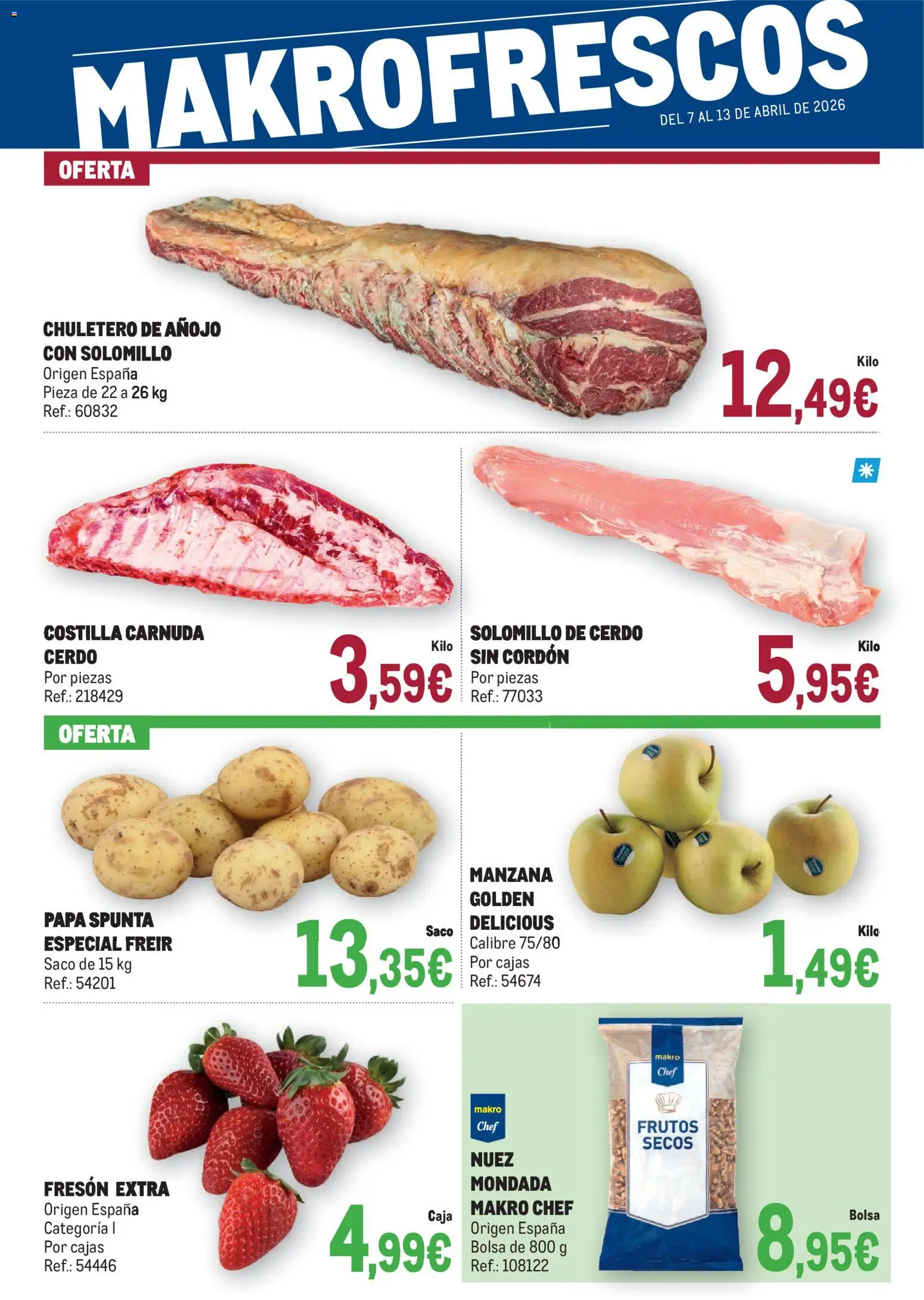 Makro Fresco │ válido desde el 07.04.2026 | Página: 1 | Productos: Cerdo, Manzana, Bolsa, Caja