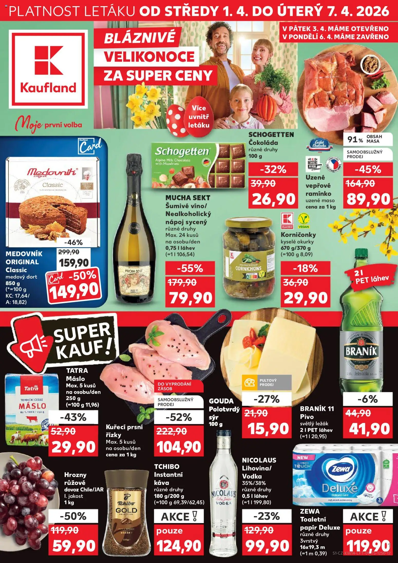 Kaufland leták - Kolín od 01.04.2026 | Strana: 1 | Produkty: Instantní káva, Uzené vepřové ramínko, Deluxe, Kyselé okurky