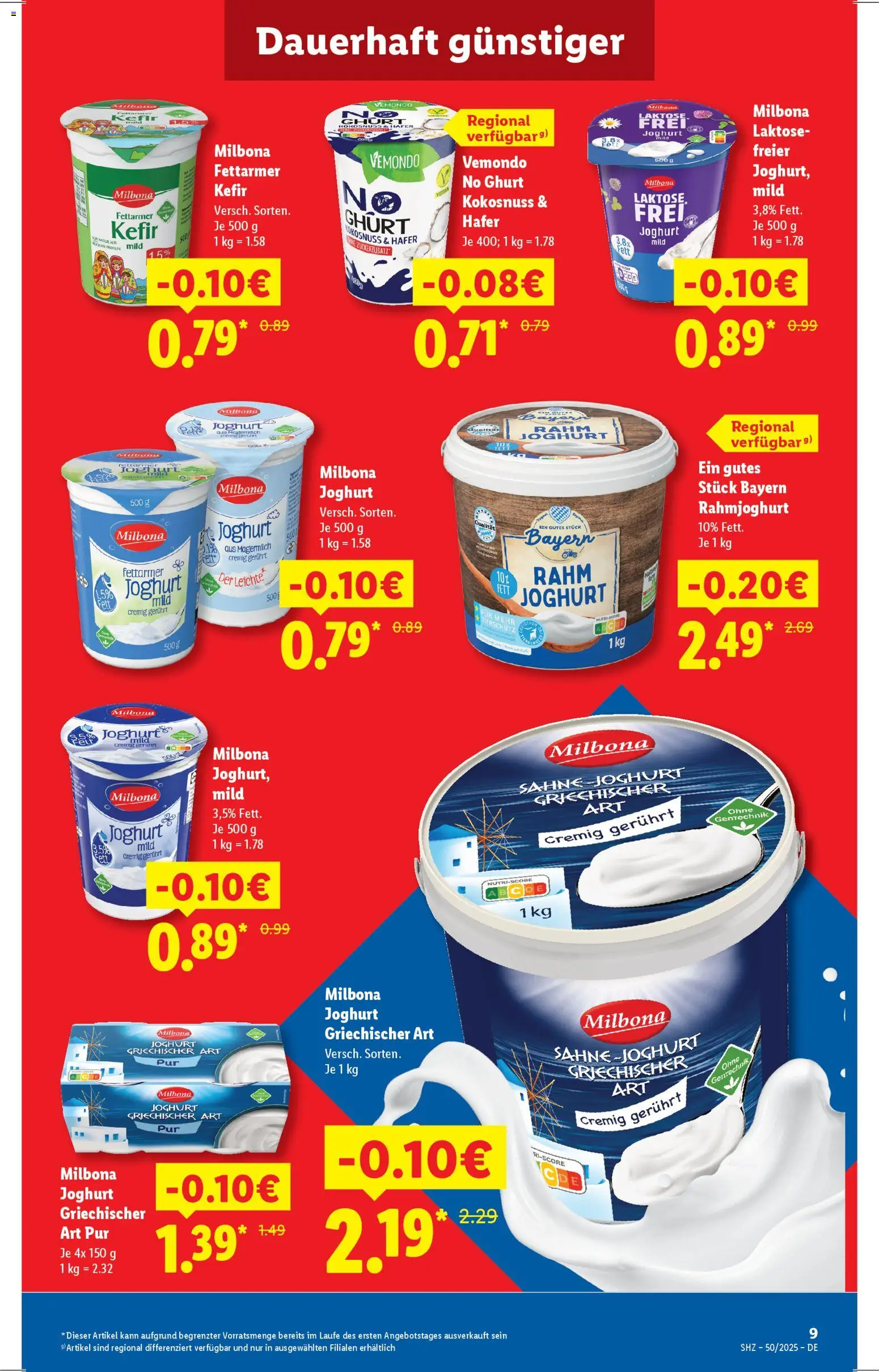 Lidl - Prospekt – gültig ab 08.12.2025 | Seite: 9 | Produkte: Kefir, Joghurt, Sahne
