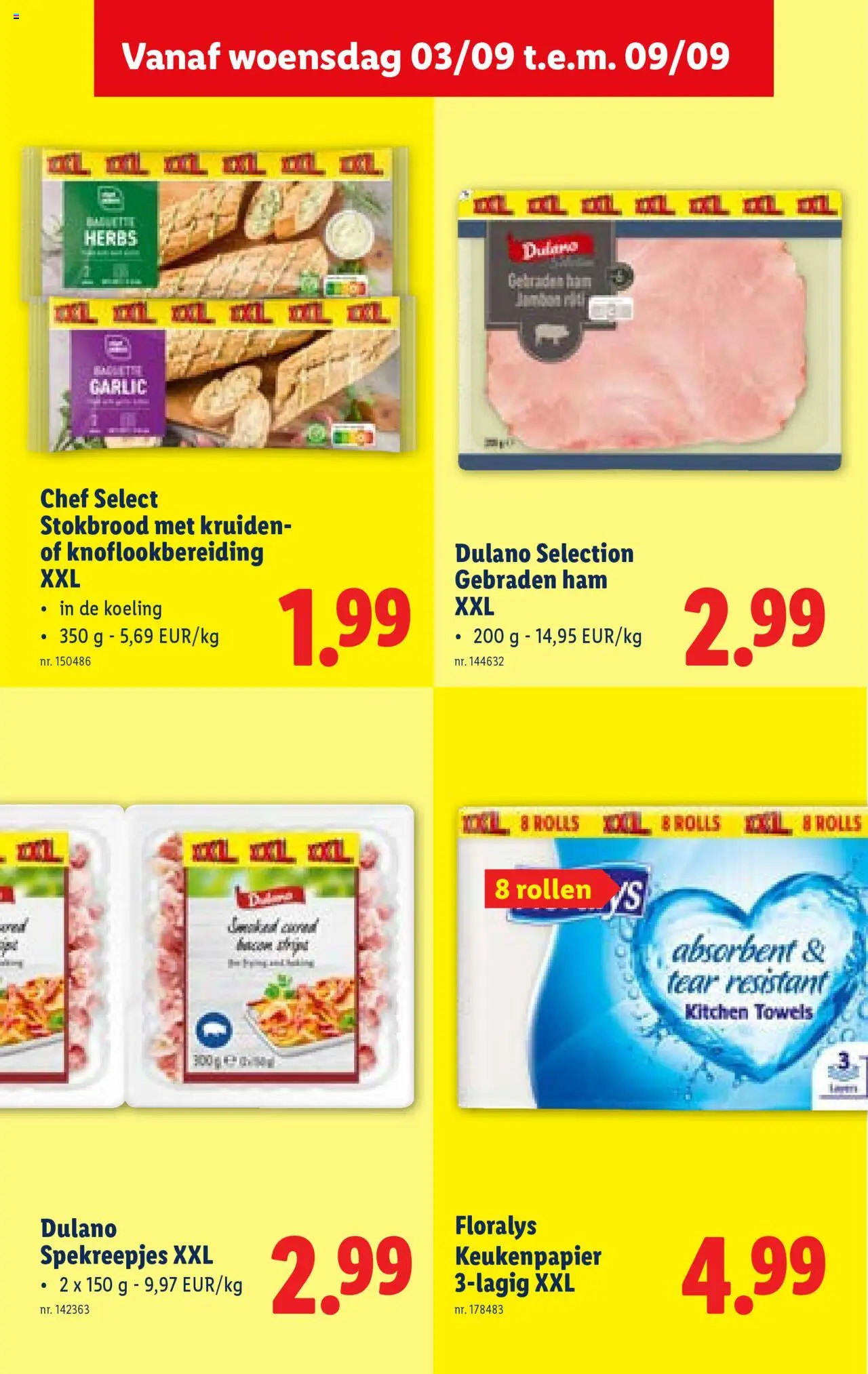  | Pagina: 22 | Producten: Ham, Stokbrood, Keukenpapier