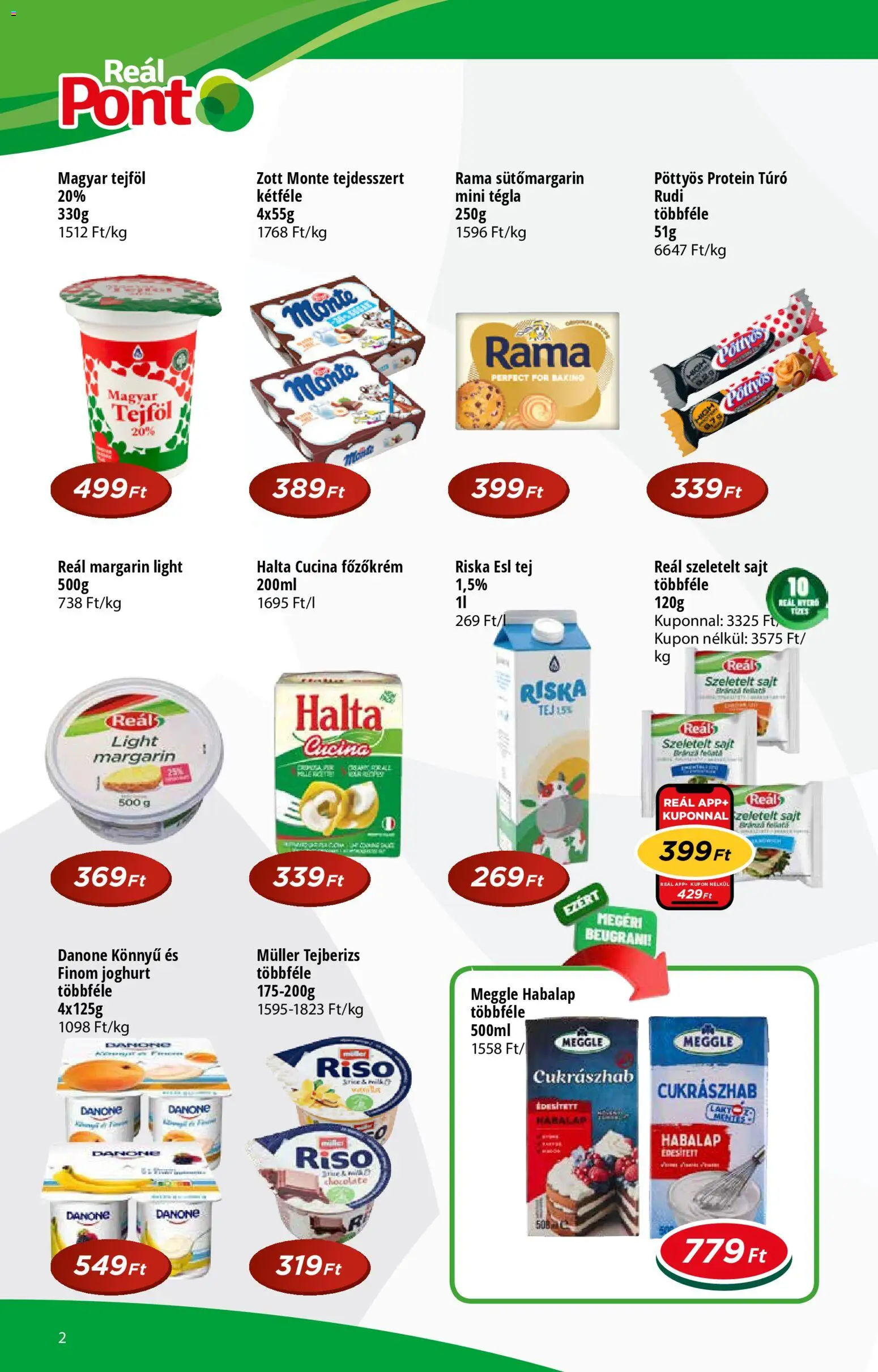 Reál akciós ujság - amely érvényes a következő dátumtól: 01.04.2026 | Oldal: 2 | Termékek: Margarin, Rama, Protein, Tejföl