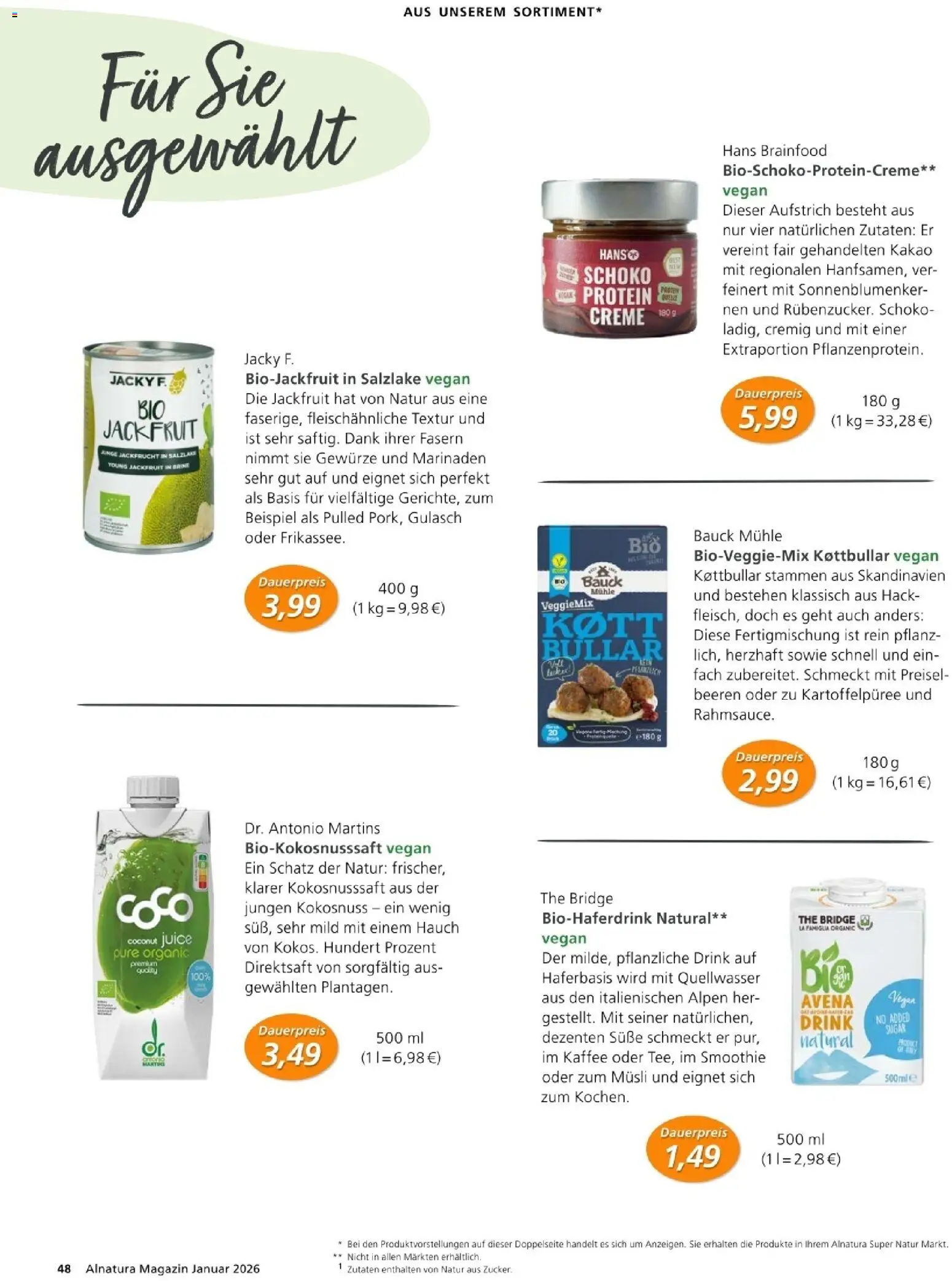 Alnatura Prospekt – gültig ab 01.01.2026 | Seite: 48 | Produkte: Musli, Kaffee, Creme, Gulasch