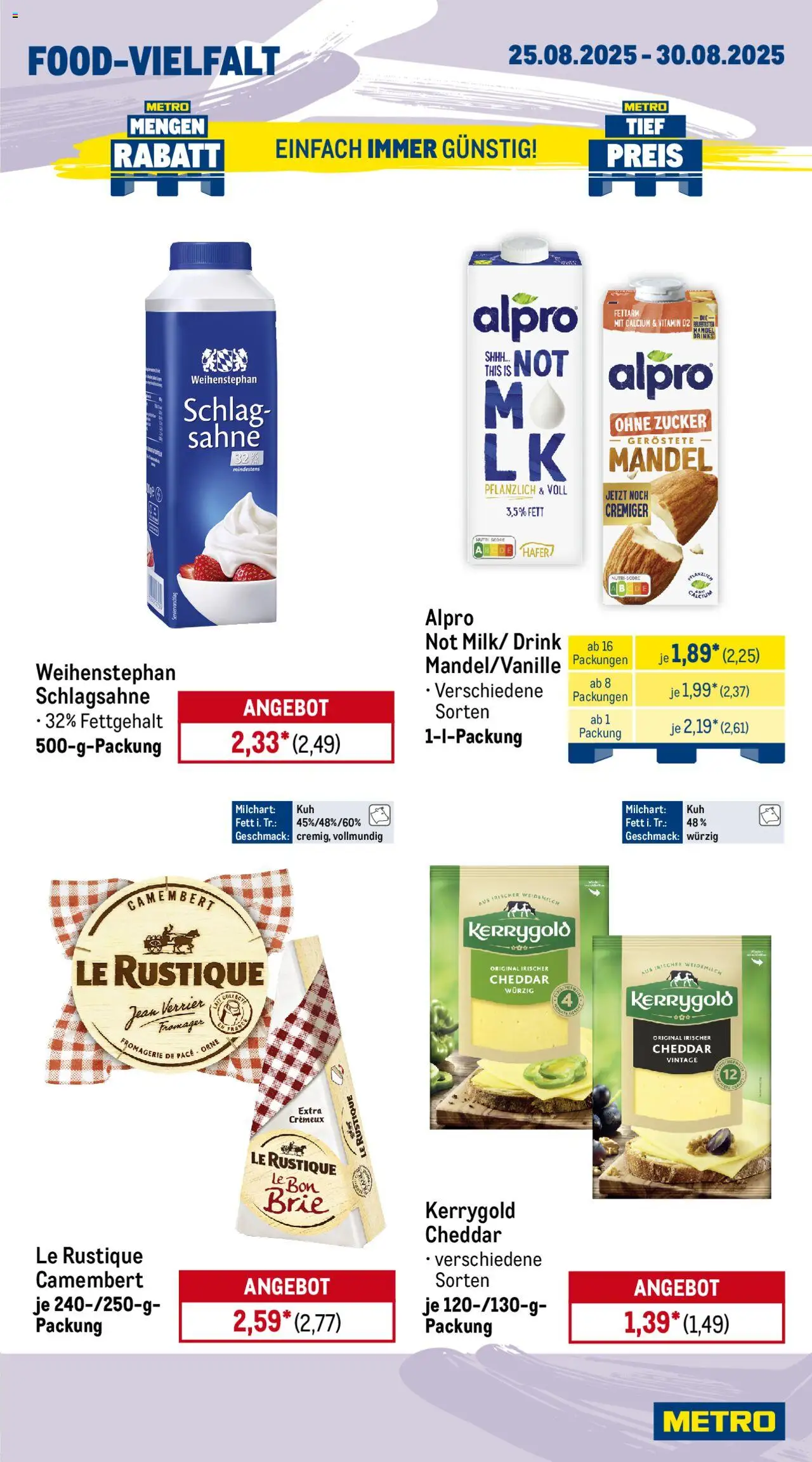 Metro Prospekt 	 - gültig ab dem 25.08.2025 | Seite: 10 | Produkte: Schlagsahne, Alpro, Zucker, Sahne