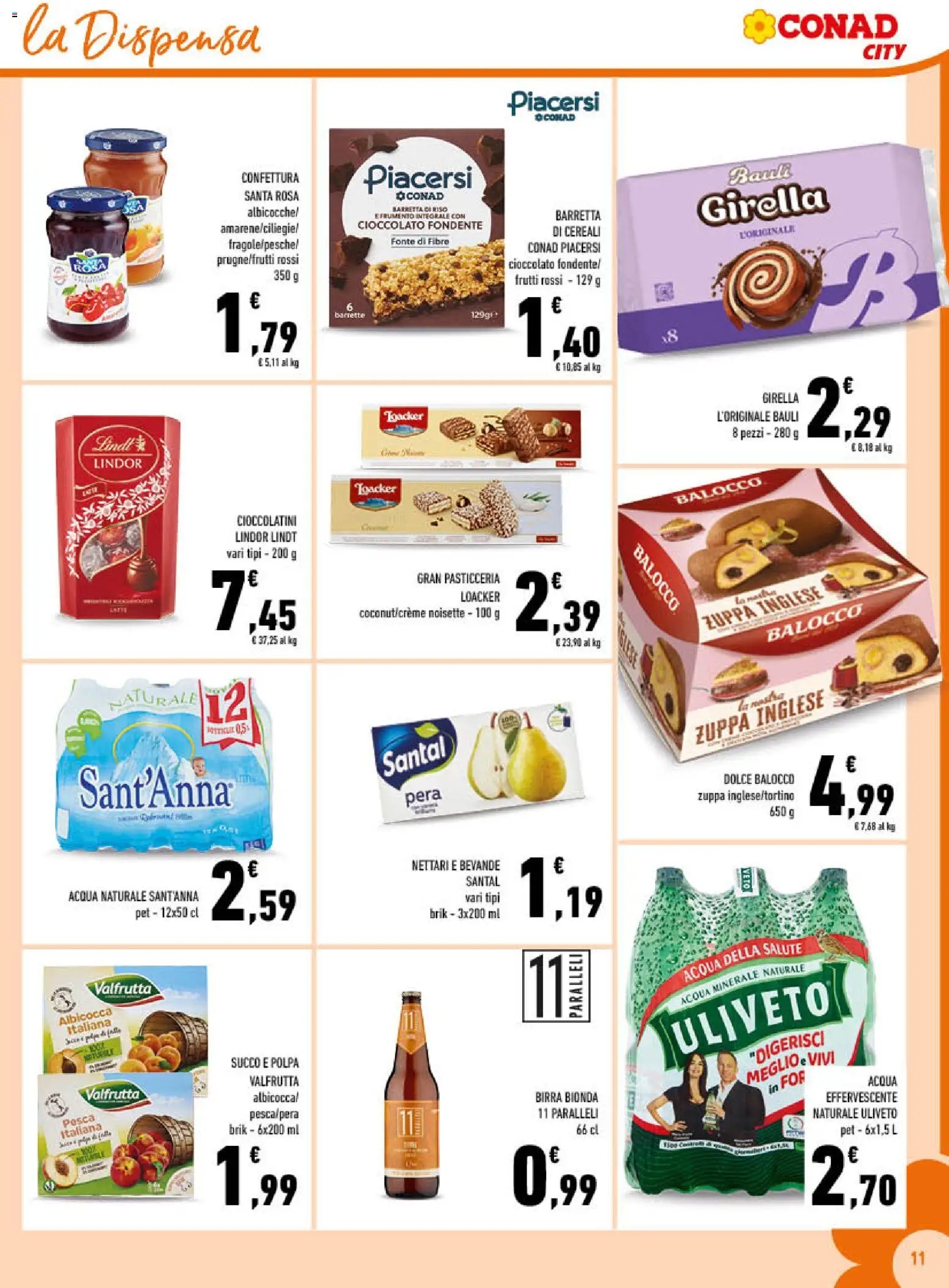 Volantino Conad del 19.11.2025 | Pagina: 11 | Prodotti: Acqua, Acqua naturale, Albicocche, Cioccolatini