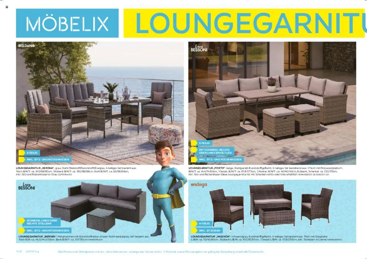 Möbelix Gartenmöbelprospekt gültig ab 10.03.2025 | Seite: 14 | Produkte: Kissen, Sessel, Tisch, Creme