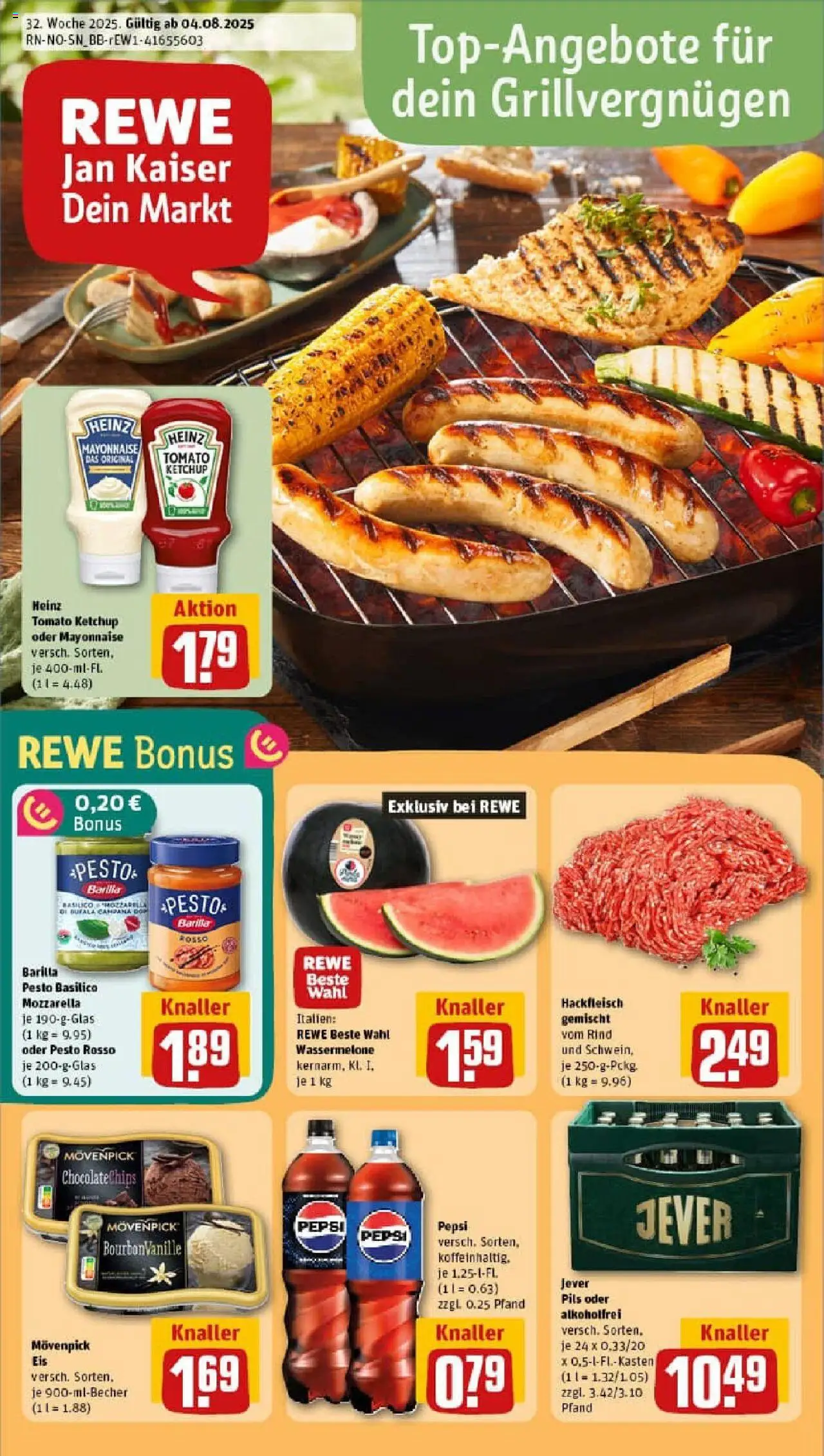 Rewe prospekt Uslar	 - gültig ab dem 03.08.2025 | Seite: 1 | Produkte: Movenpick eis, Mayonnaise, Pepsi, Eis