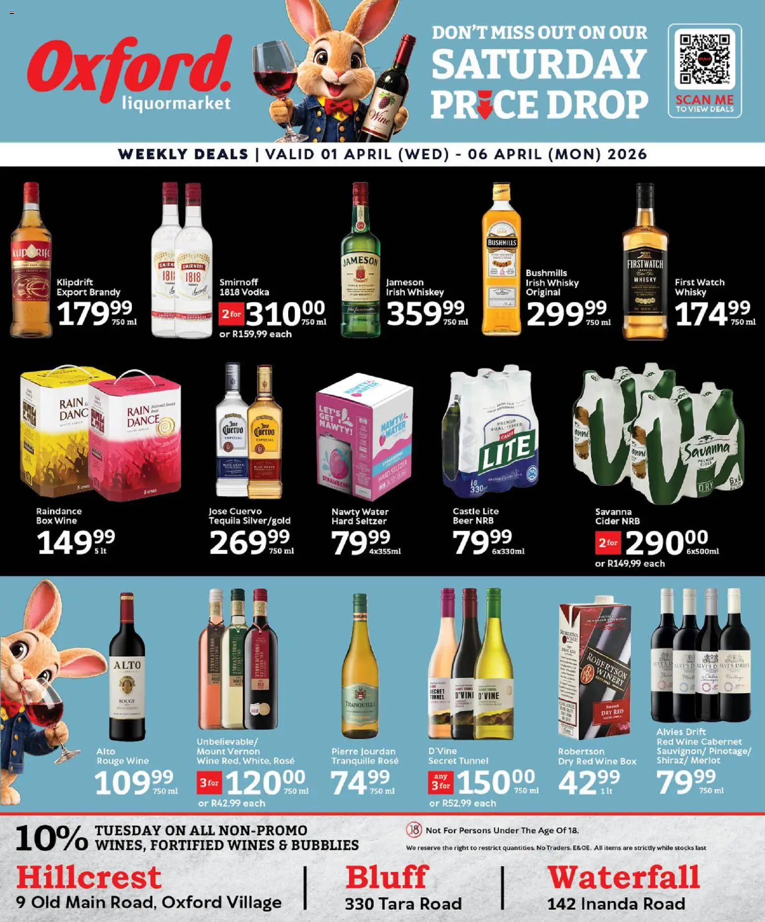 New Oxford Freshmarket catalogue – valid from 01.04.2026 | Page: 1 | Products: Brandy, Cider, Beer, Whiskey