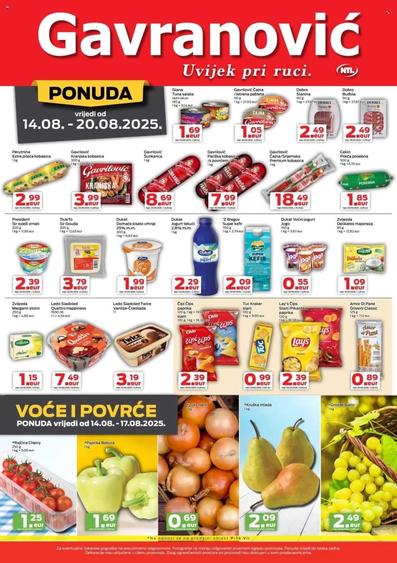 Gavranović katalog | vrijedi od 14.08.2025 | Stranica: 2 | Proizvodi: Sir, Jogurt, Pašteta, Gouda