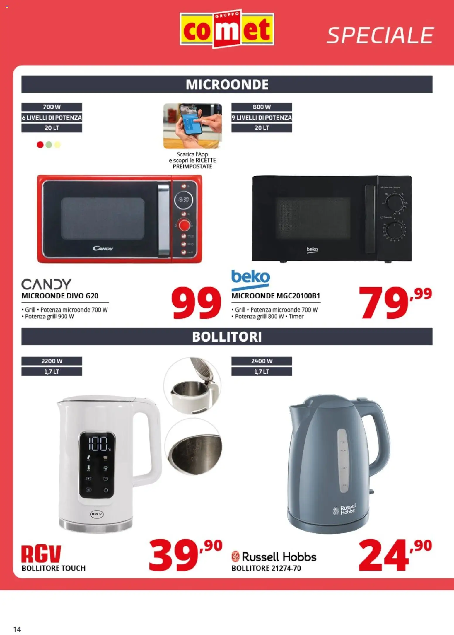 Volantino Comet del 06.03.2026 | Pagina: 14 | Prodotti: Microonde, Bollitore