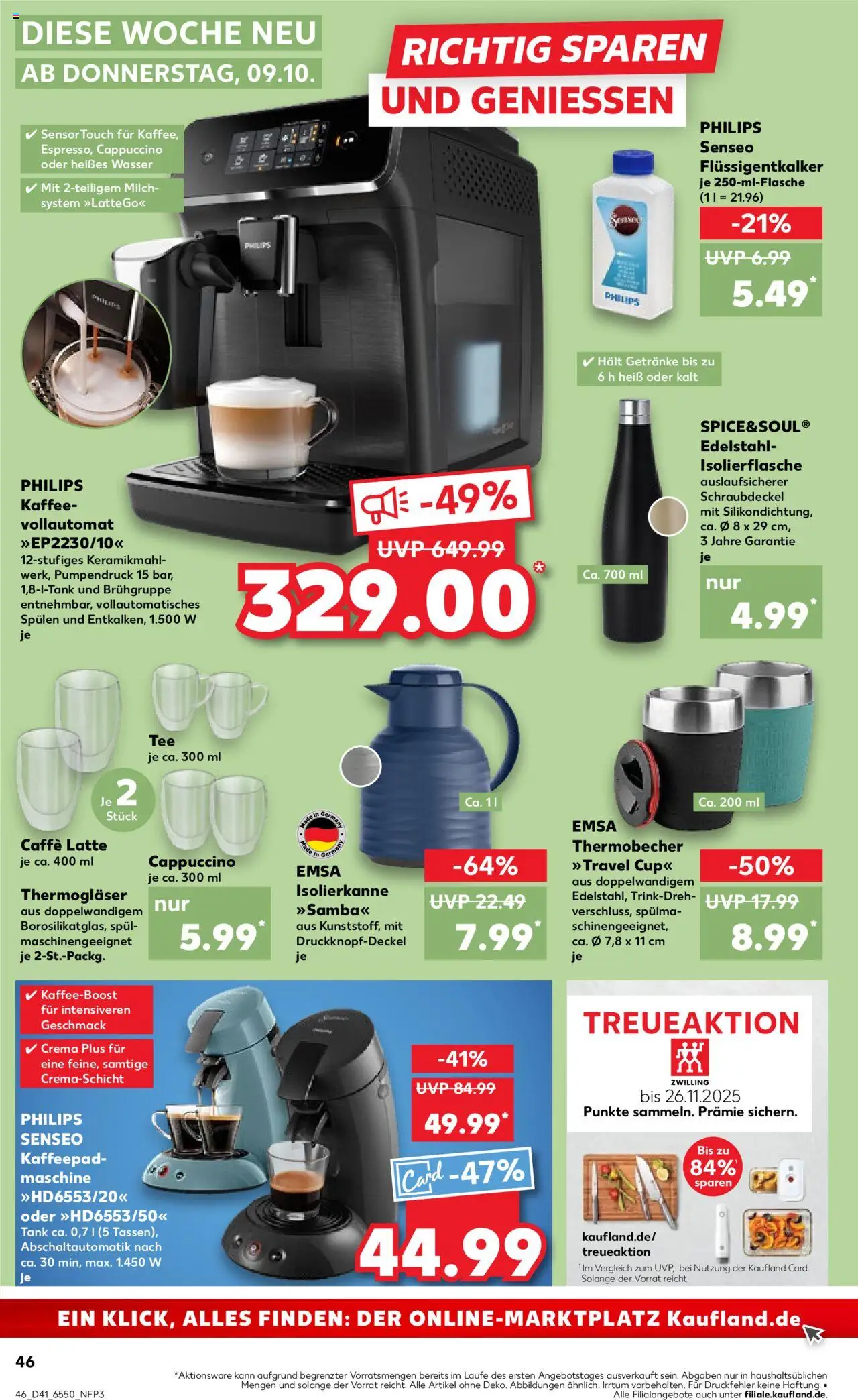 Kaufland prospekt Kiel	 – gültig ab 09.10.2025 | Seite: 46 | Produkte: Philips, Senseo, Kaffee, Tee