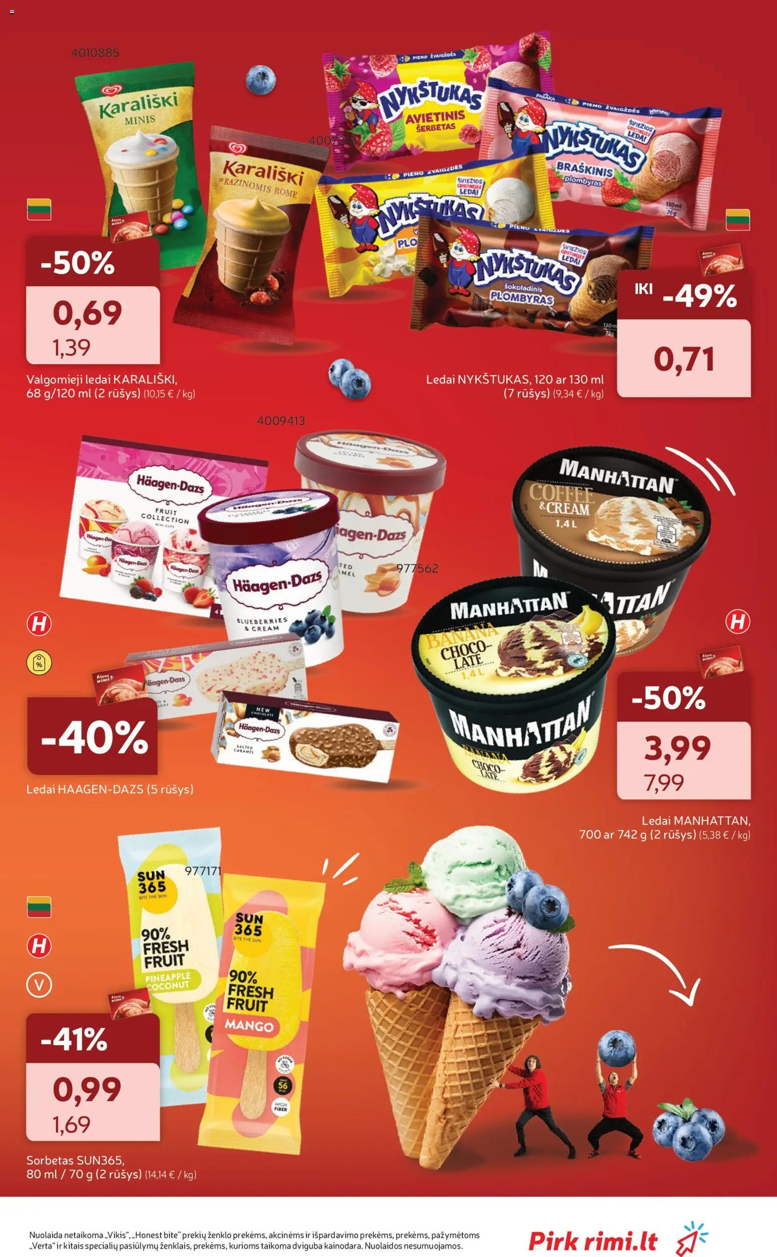 Rimi akcijos nuo 28.04.2026 | Puslapis: 17 | Prekių: Ledai, Plombyras, Valgomieji ledai