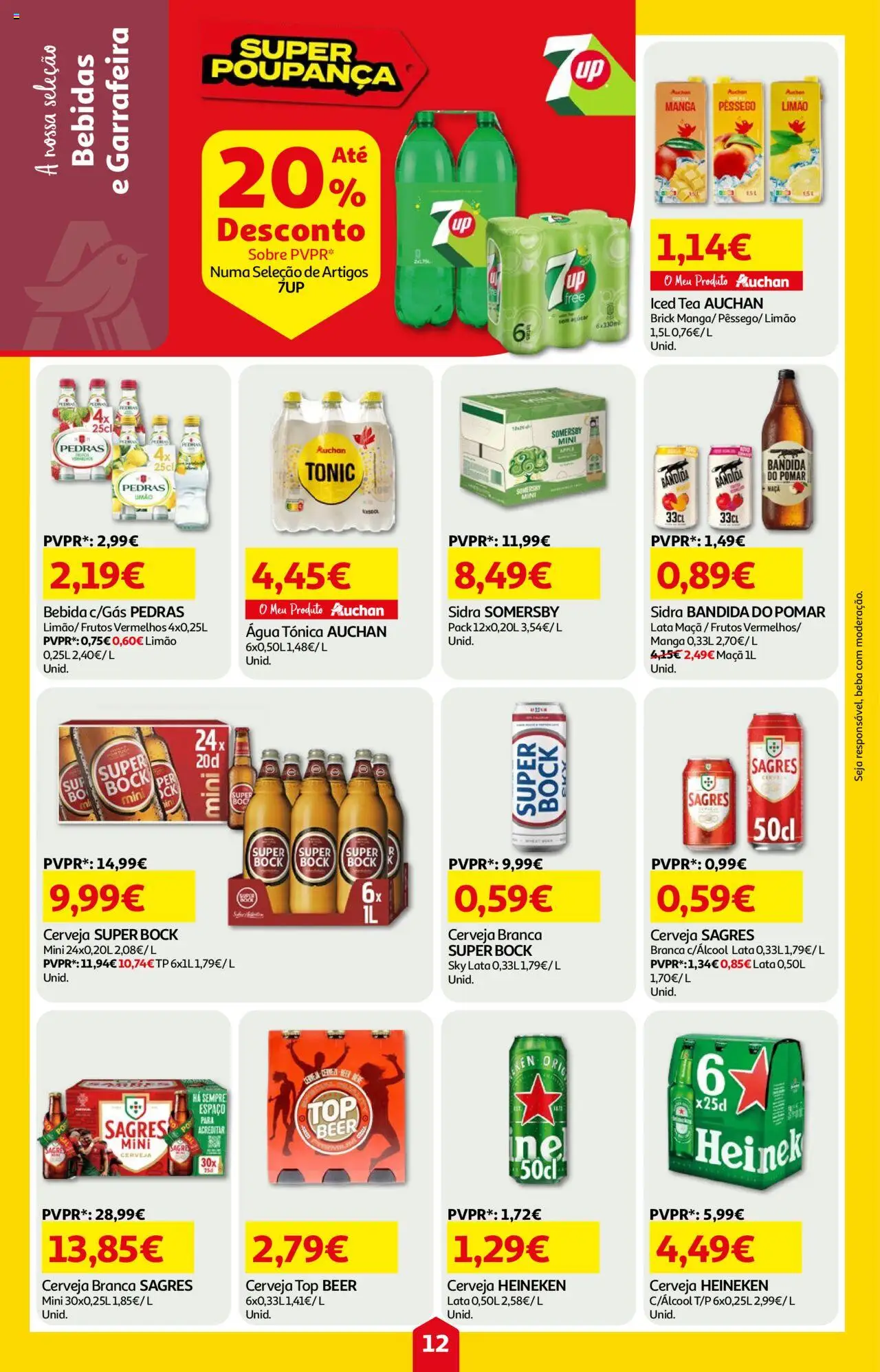 Auchan folheto │ válido de 14.08.2025 | Página: 12 | Produtos: Agua, Maça, Cerveja, Somersby