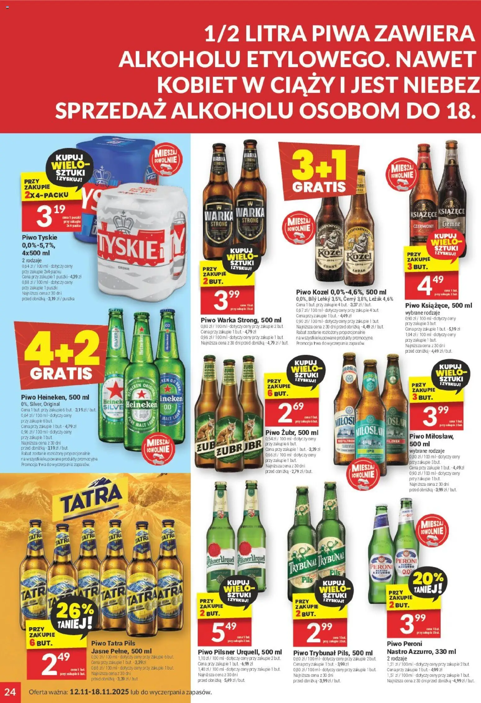 Twój Market Gazetka od 12.11.2025 | Strona: 24 | Produkty: Leżak, Warka, Piwo, Piwo kozel