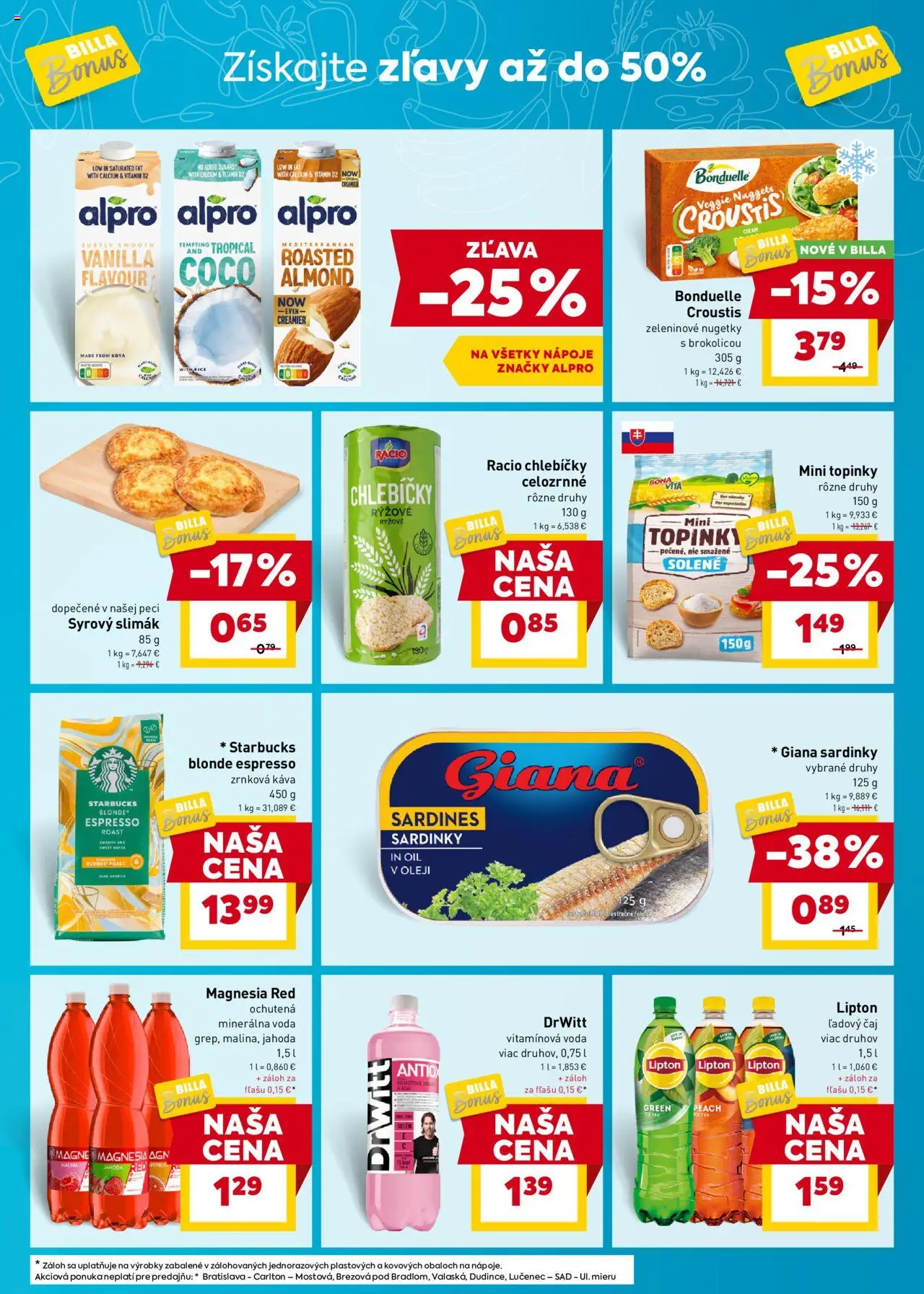Billa Bonus leták │ platný od 16.07.2025 | Strana: 3 | Produkty: Čaj, Magnesia, Alpro, Zrnková káva
